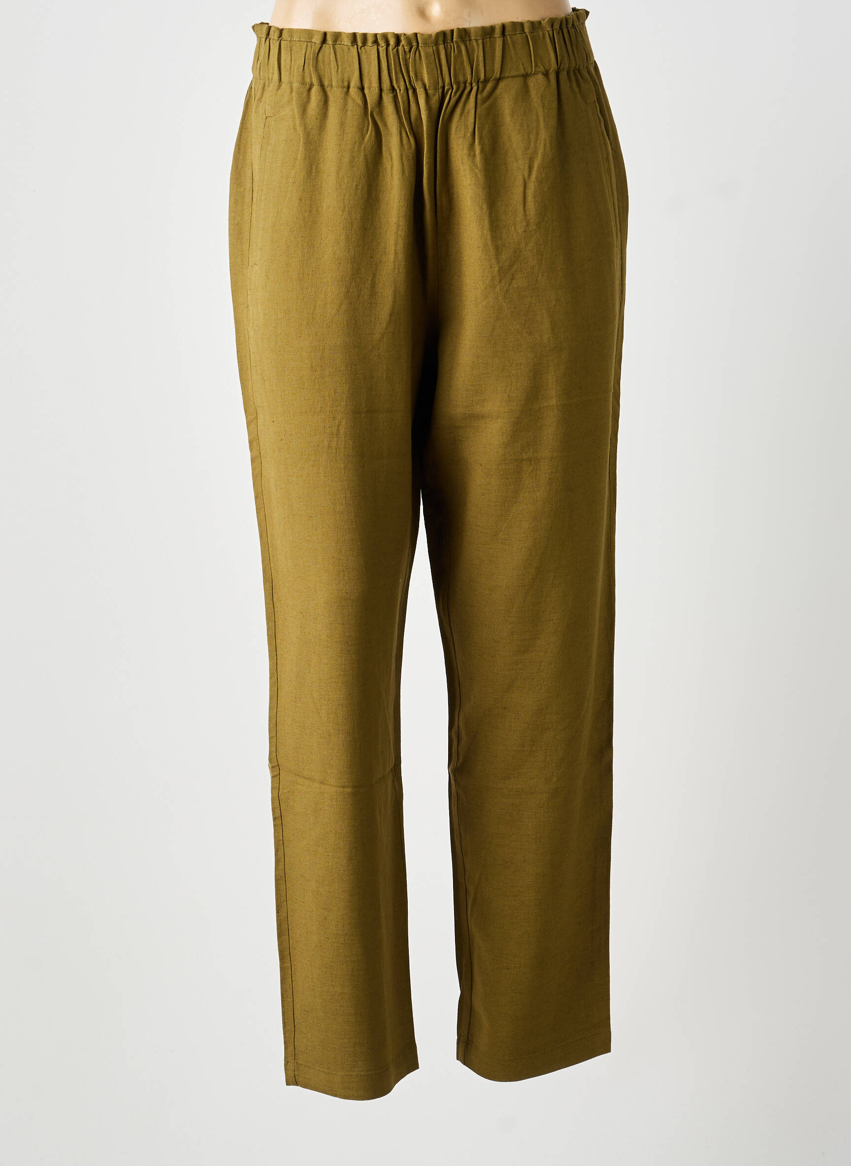 Pantalon drept țesătură crep mărime normală verde BELLA JONES femeie