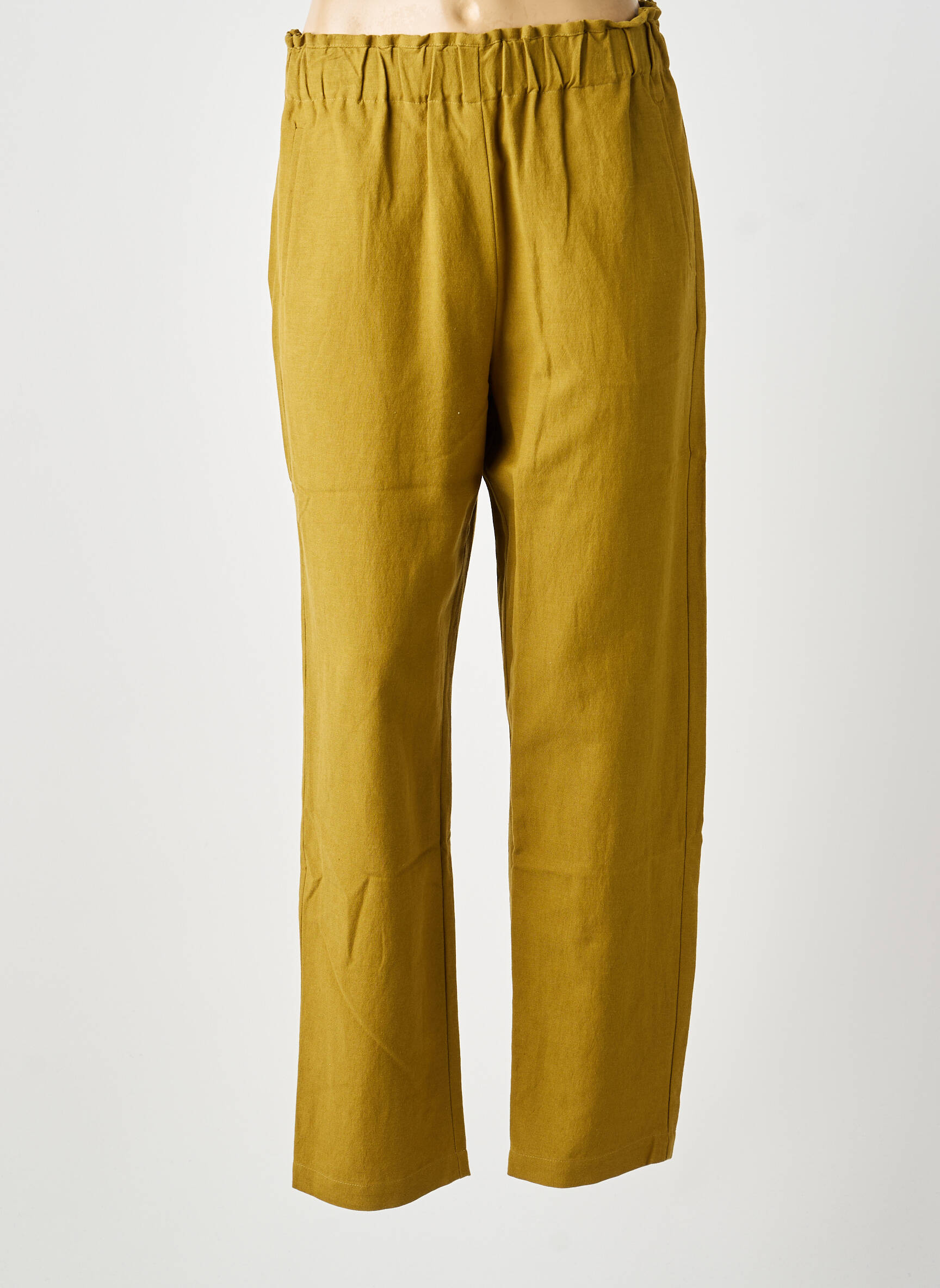 Pantalon drept țesătură crep mărime normală verde deschis BELLA JONES femeie