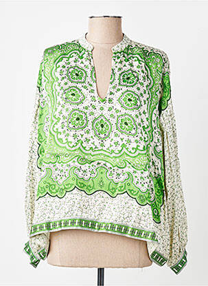Bluză țesătură poplin mâneci lungi verde BELLA JONES femeie