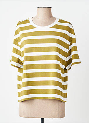 Tricou croială dreaptă mâneci scurte verde DES PETITS HAUTS femeie