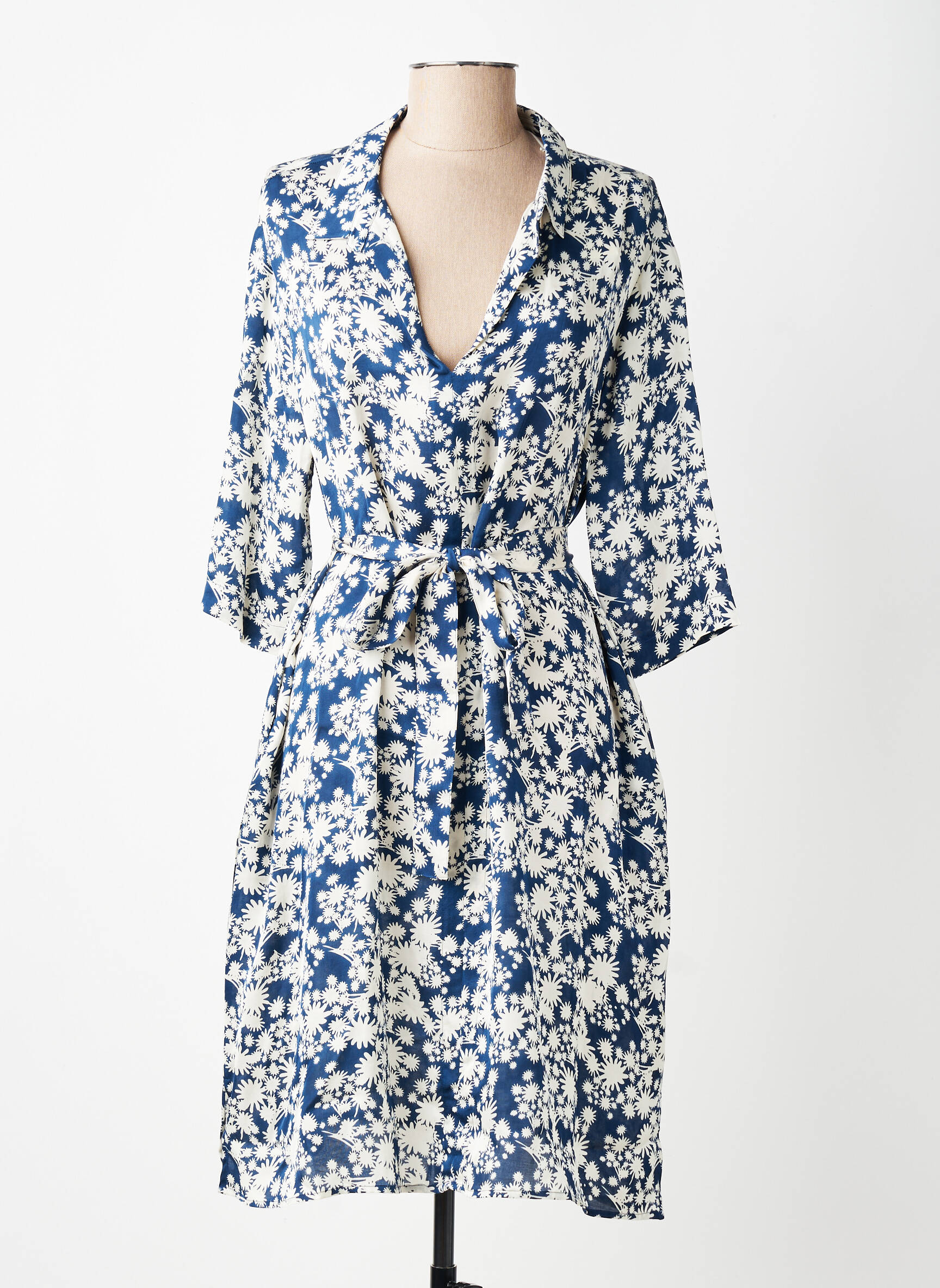 Rochie midi mâneci 3/4 mâneci 3/4 albastru BELLA JONES femeie