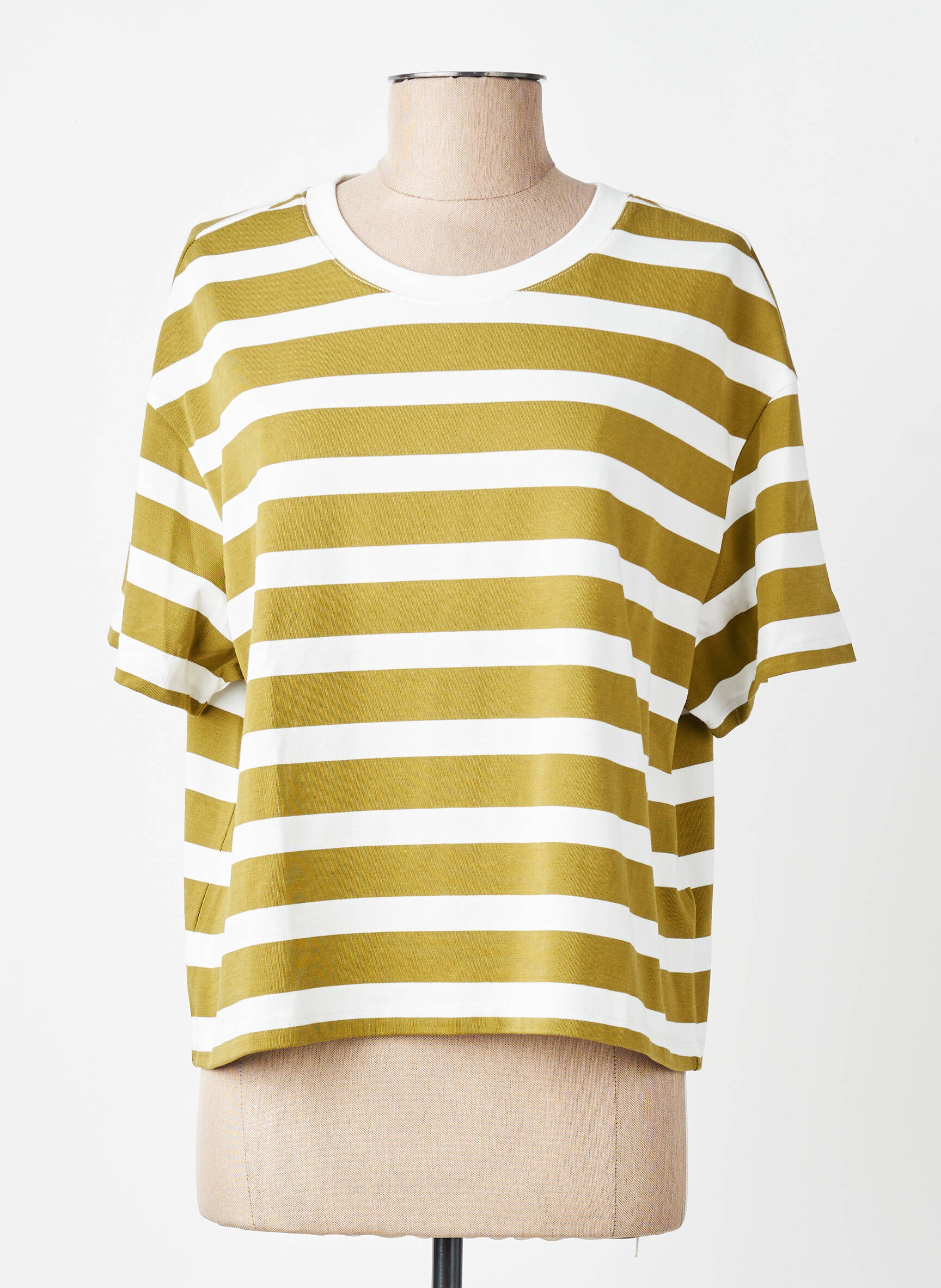 Tricou croială dreaptă mâneci scurte verde DES PETITS HAUTS femeie