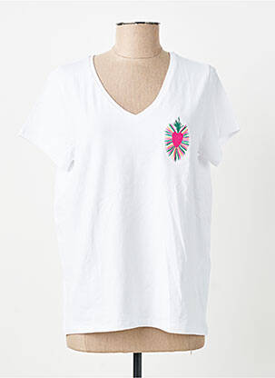 Tricou croială dreaptă mâneci scurte alb PIECES femeie