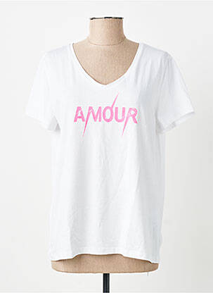 Tricou croială dreaptă mâneci scurte alb PIECES femeie