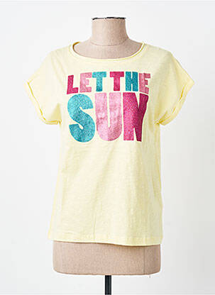 Tricou croială dreaptă mâneci scurte galben MY HELLO JOY femeie