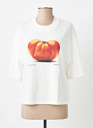 Tricou serigrafie mâneci scurte bej THINKING MU femeie
