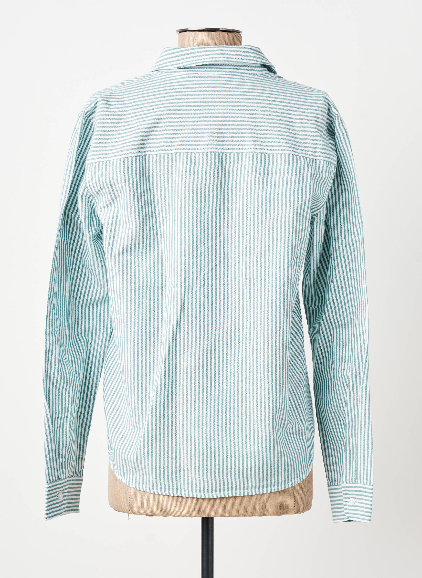 Cămașă țesătură poplin mâneci lungi verde PIECES femeie