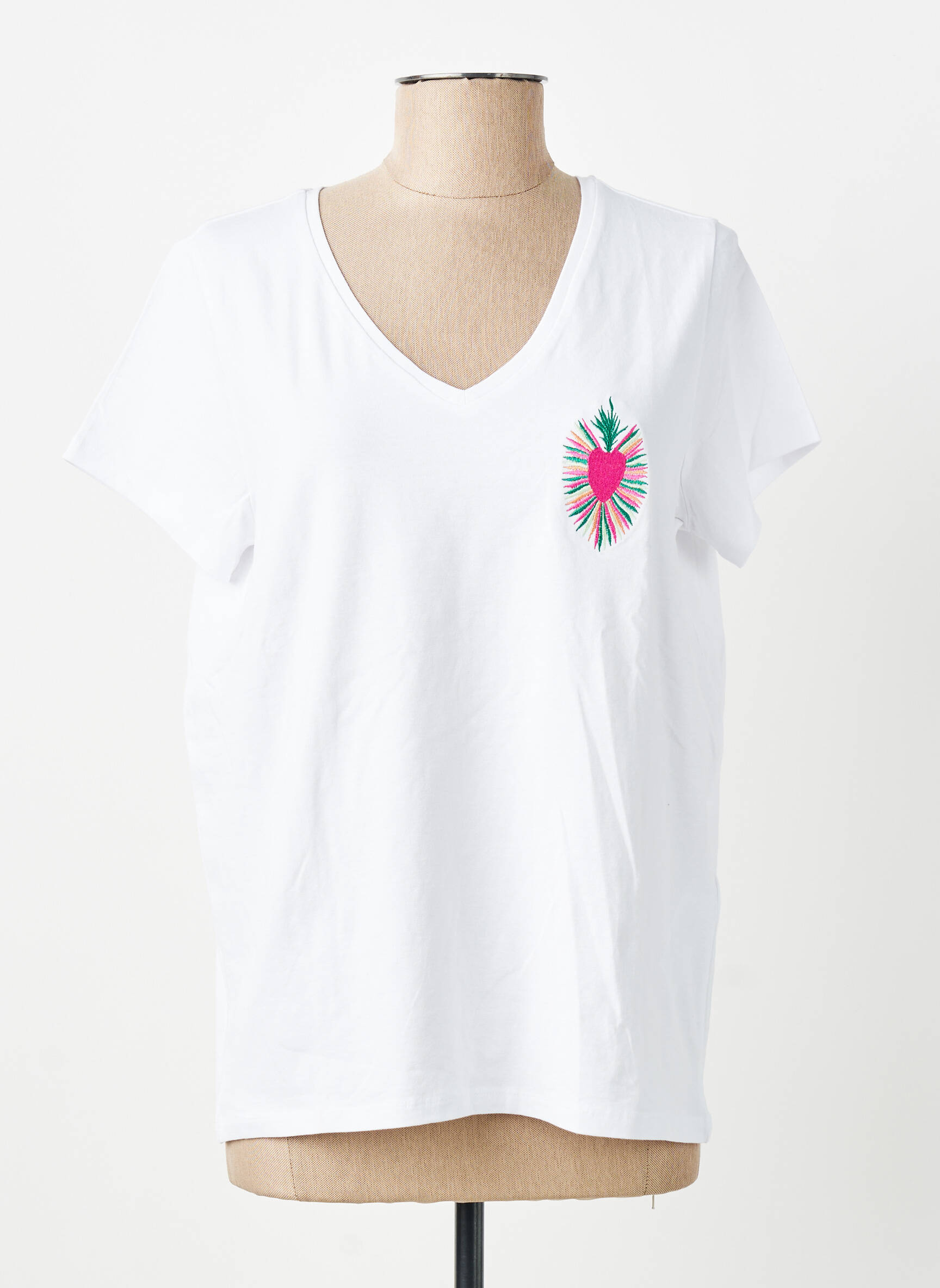 Tricou croială dreaptă mâneci scurte alb PIECES femeie