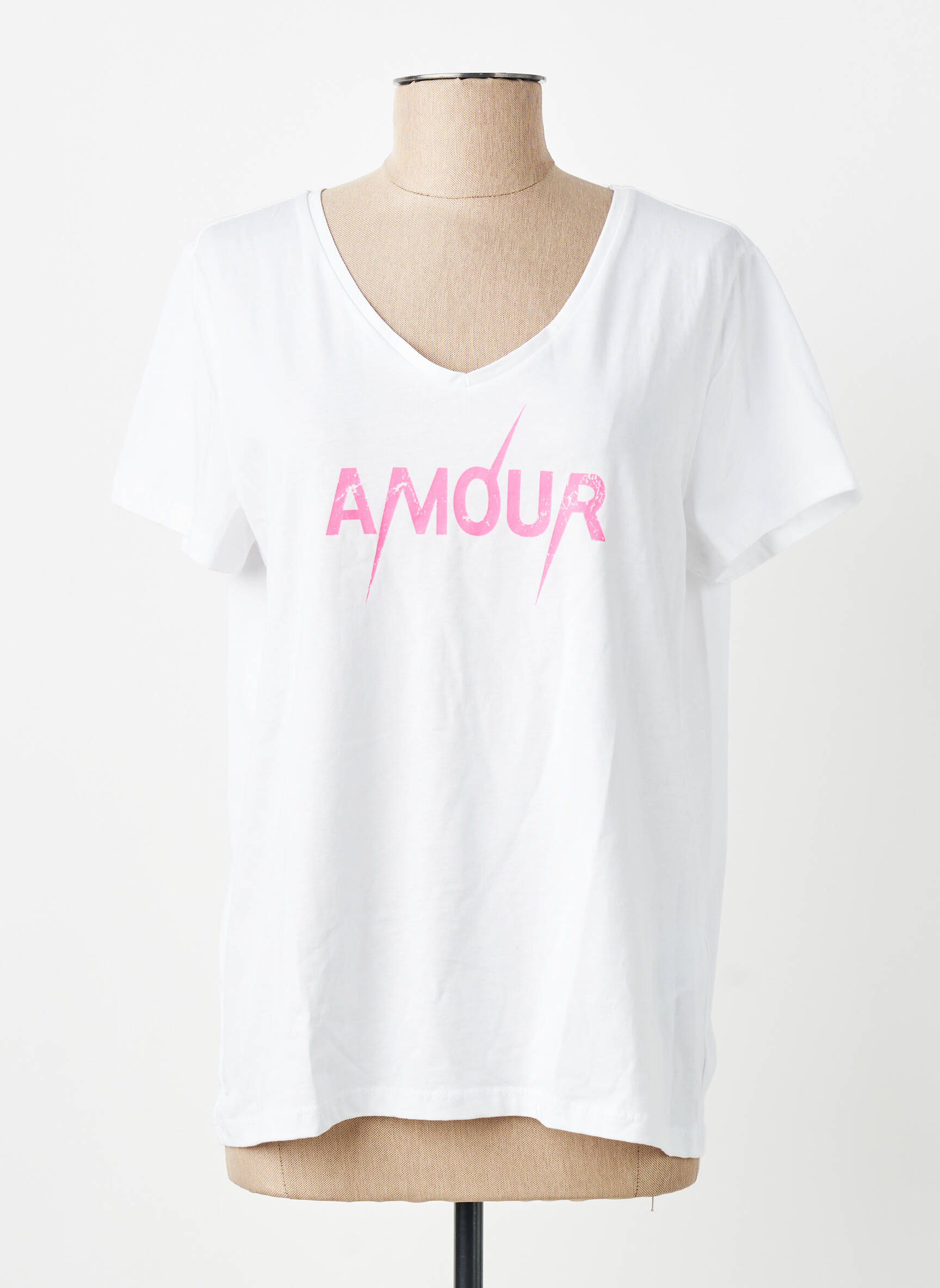 Tricou croială dreaptă mâneci scurte alb PIECES femeie