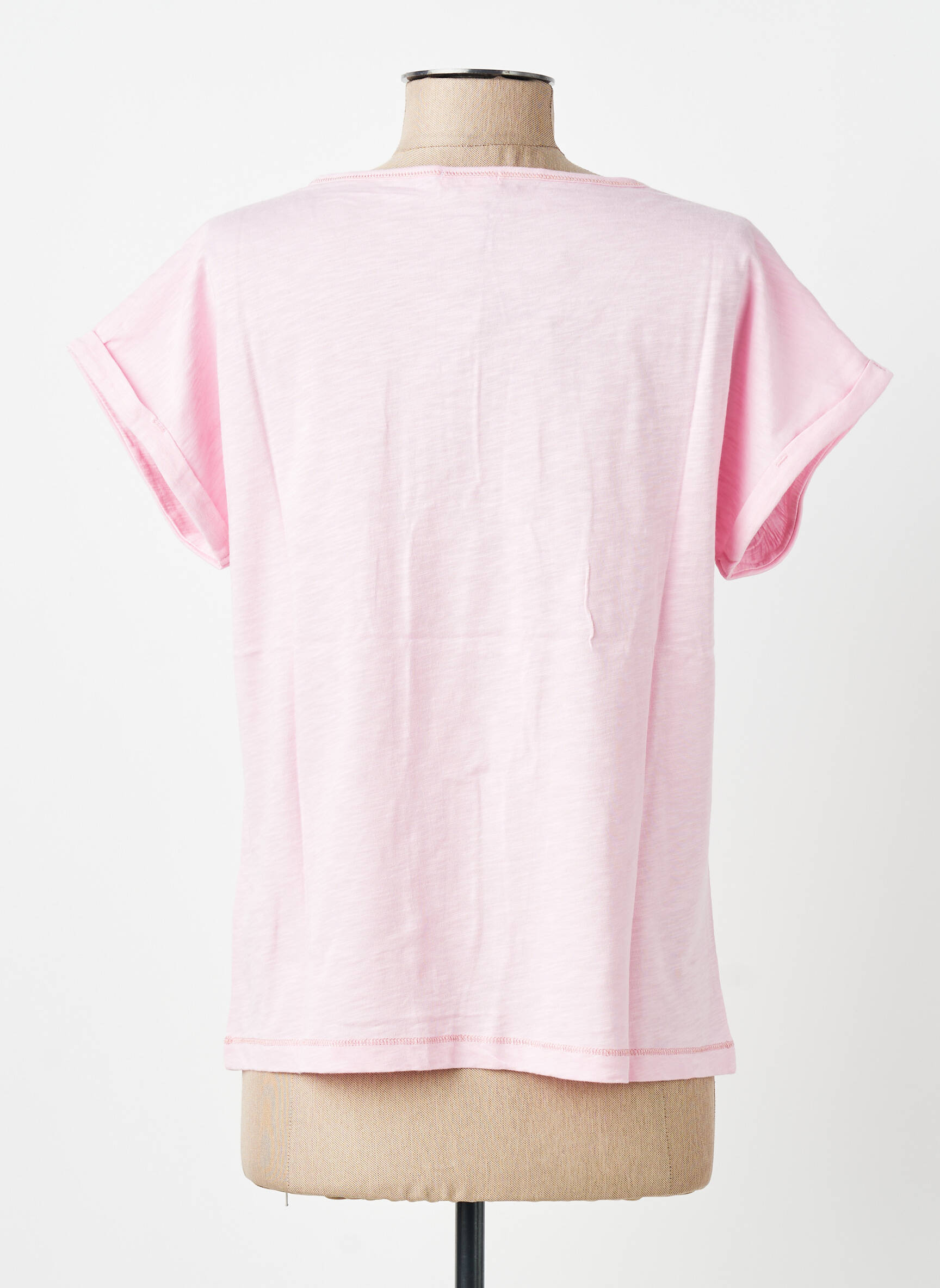 Tricou croială dreaptă mâneci scurte roz MY HELLO JOY femeie