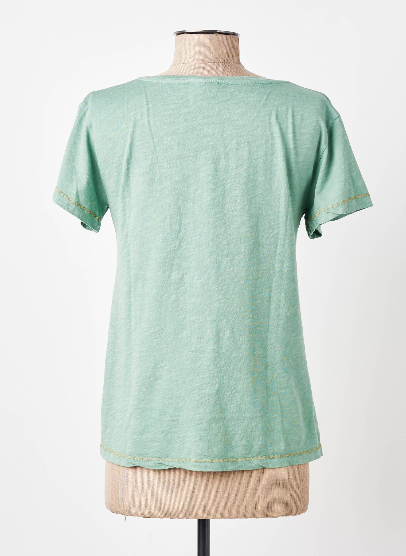 Tricou guler în v mâneci scurte verde PAKO LITTO femeie