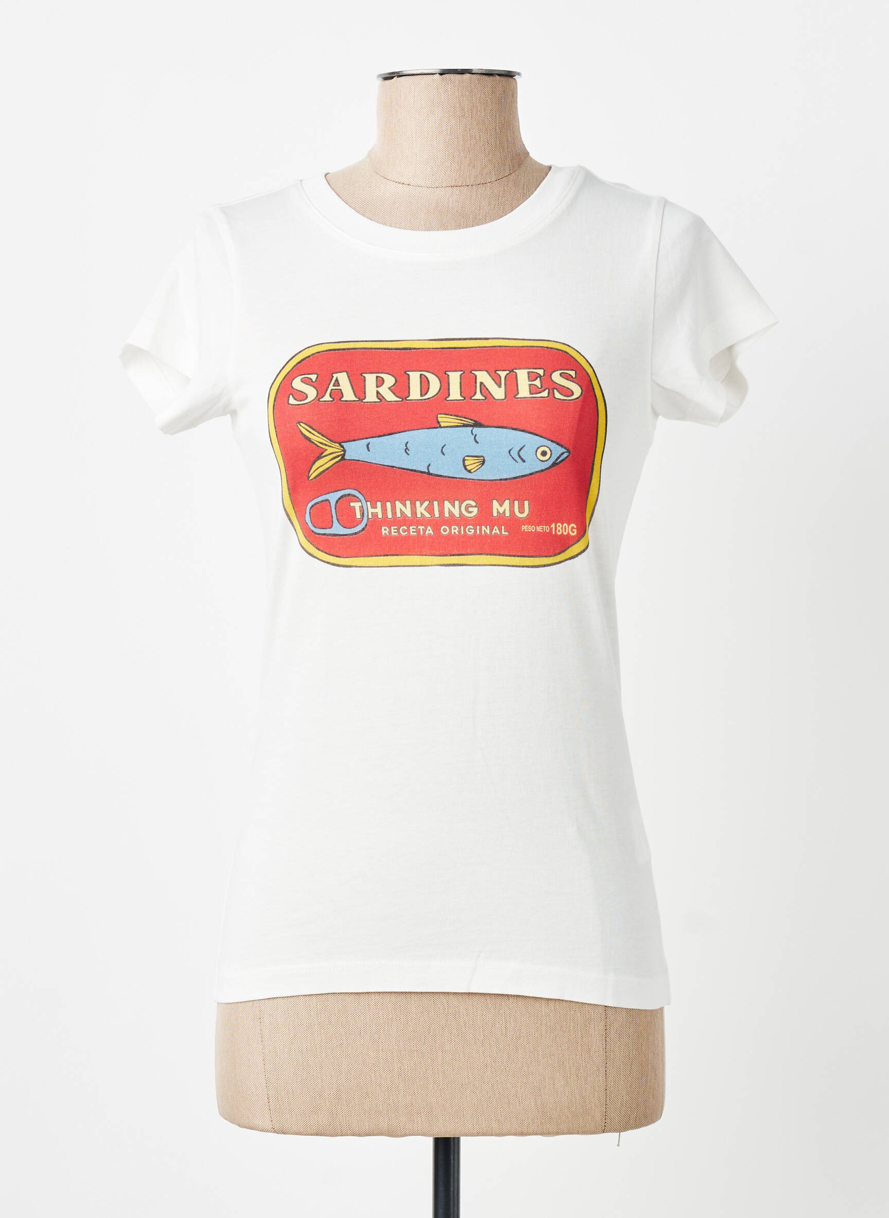 Tricou imprimeu fantezie mâneci scurte bej THINKING MU femeie