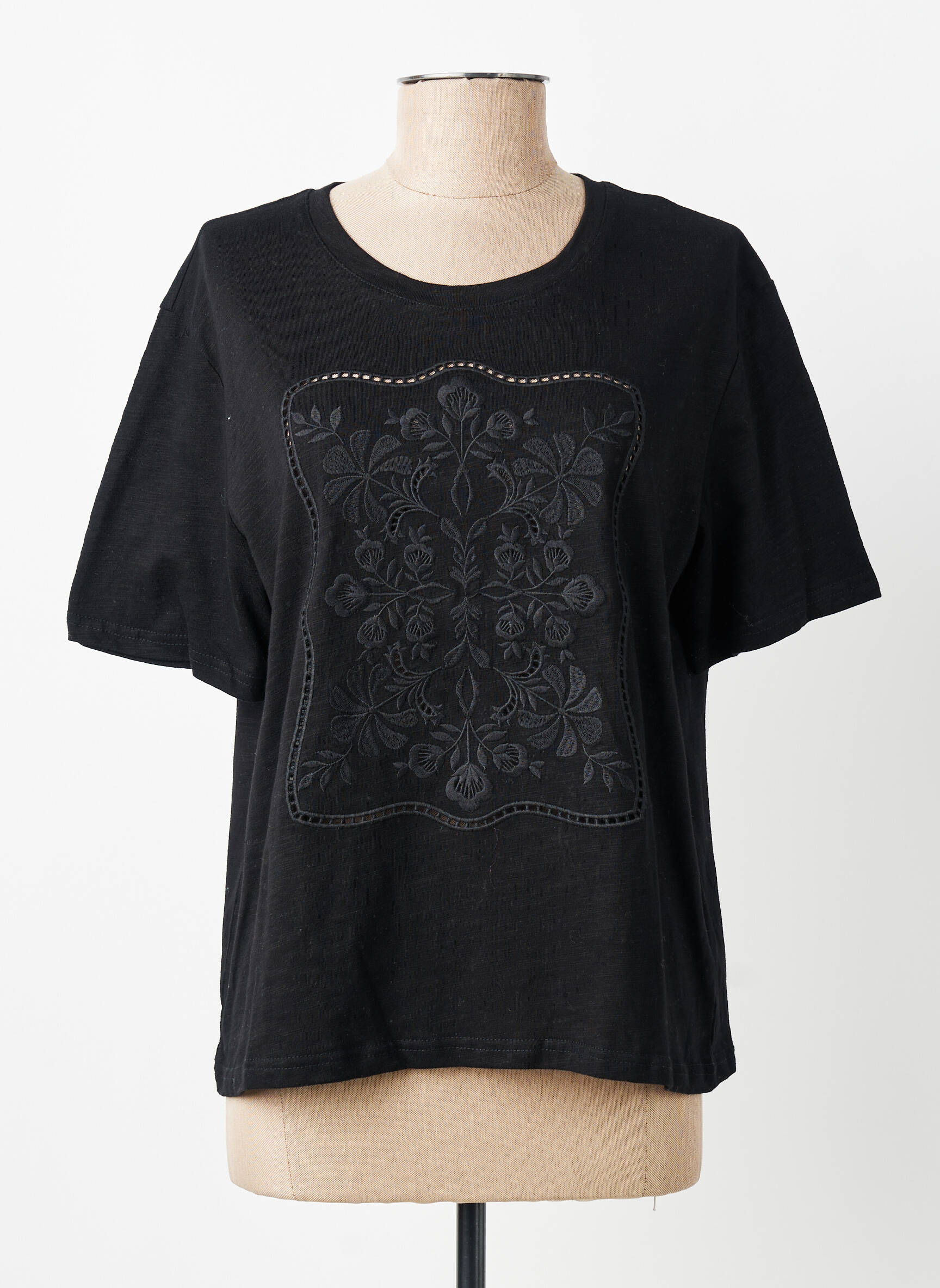 Tricou elasticitate mâneci scurte negru LA PETITE ETOILE femeie