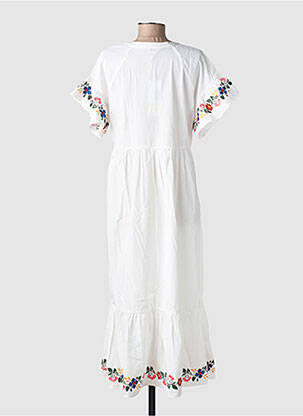 Rochie lungă croială evazată mâneci scurte alb OBJECT femeie