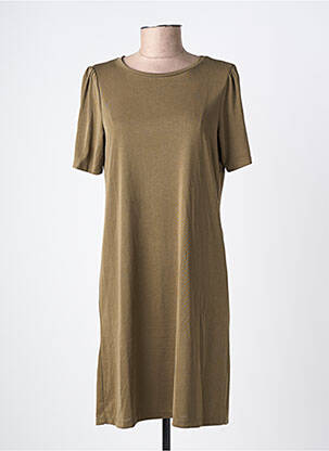Rochie midi mâneci scurte mâneci scurte verde PIECES femeie