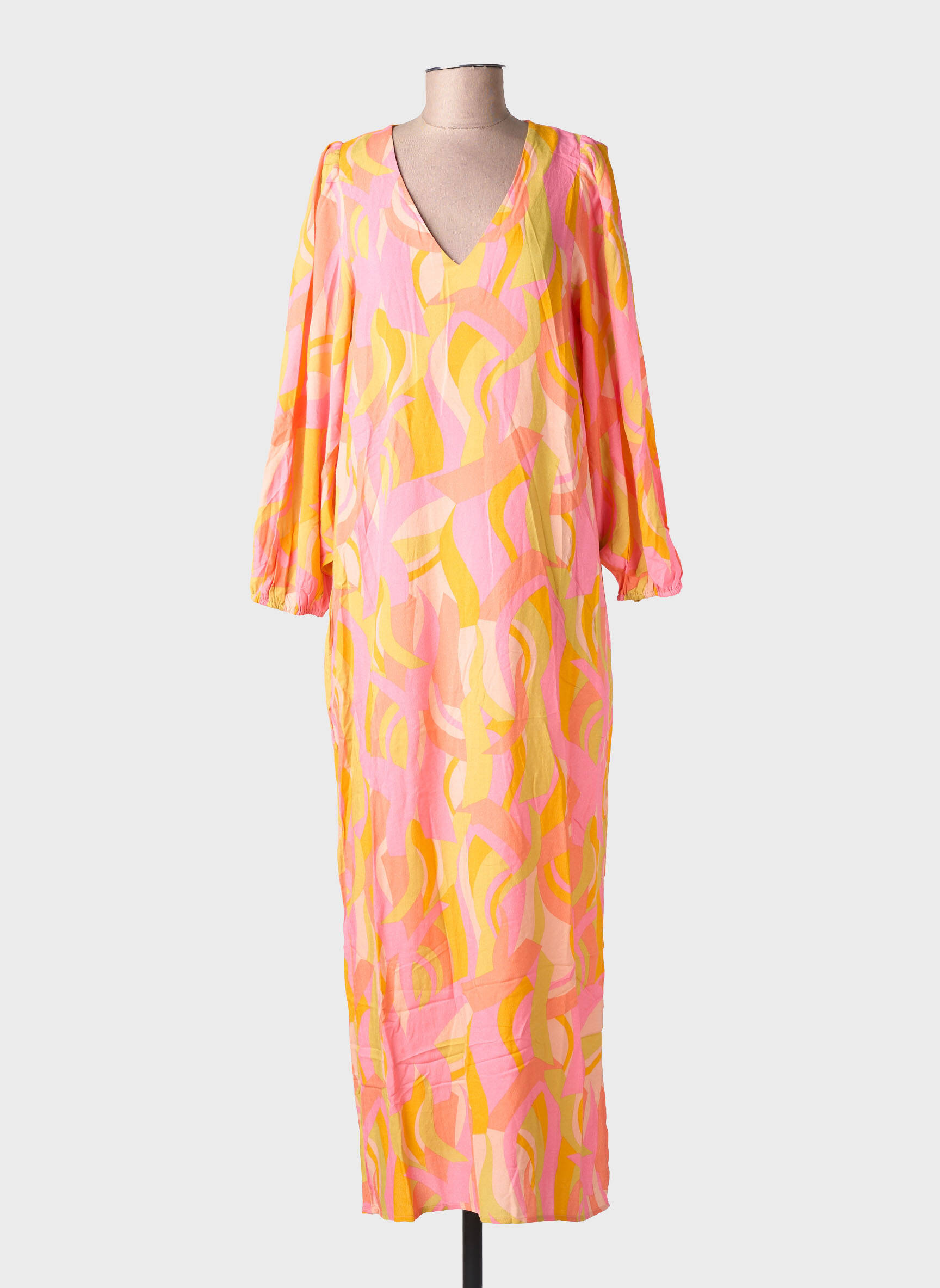 Rochie lungă mâneci lungi mâneci lungi portocalie GRACE & MILA femeie