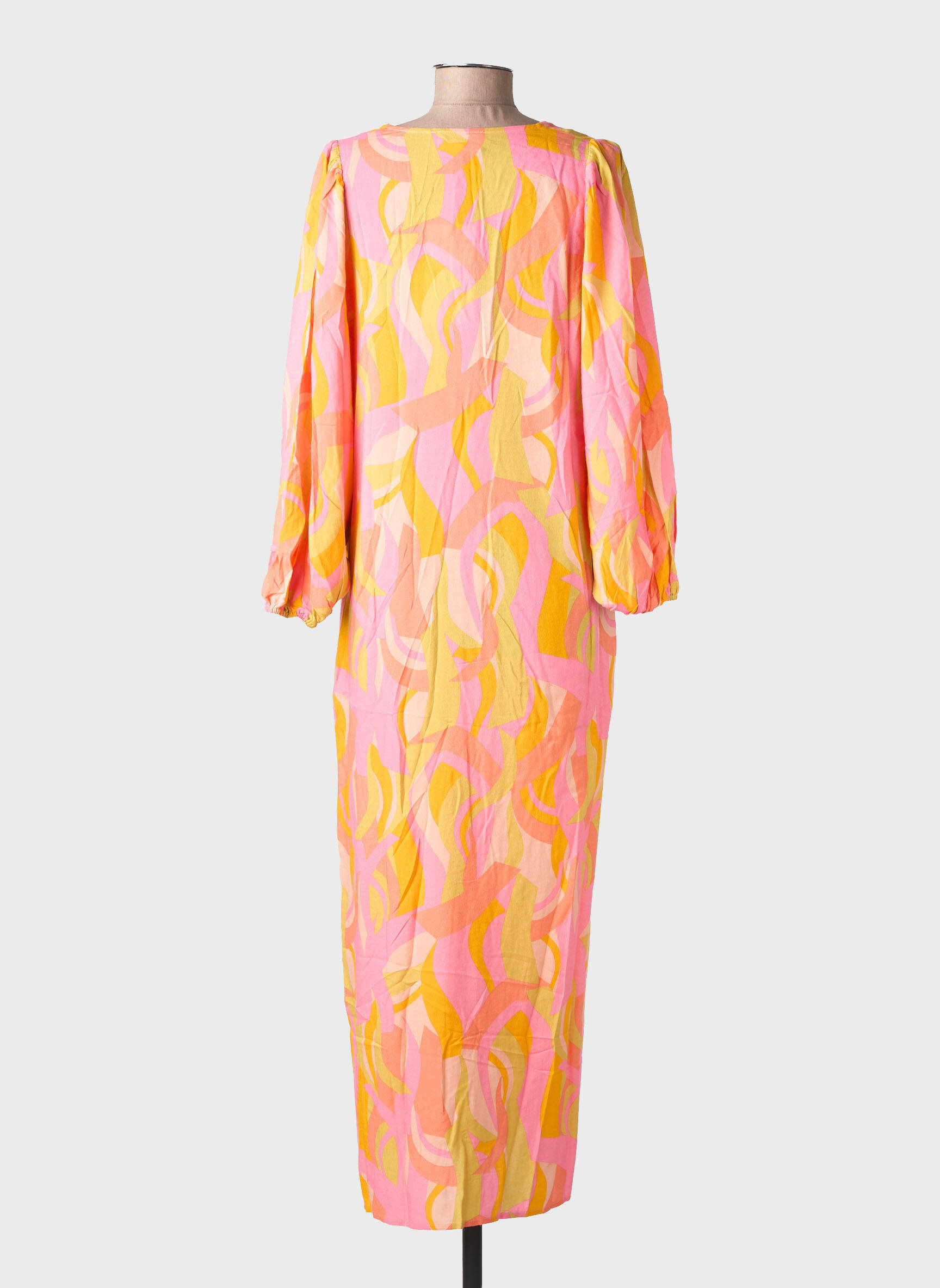 Rochie lungă mâneci lungi mâneci lungi portocalie GRACE & MILA femeie