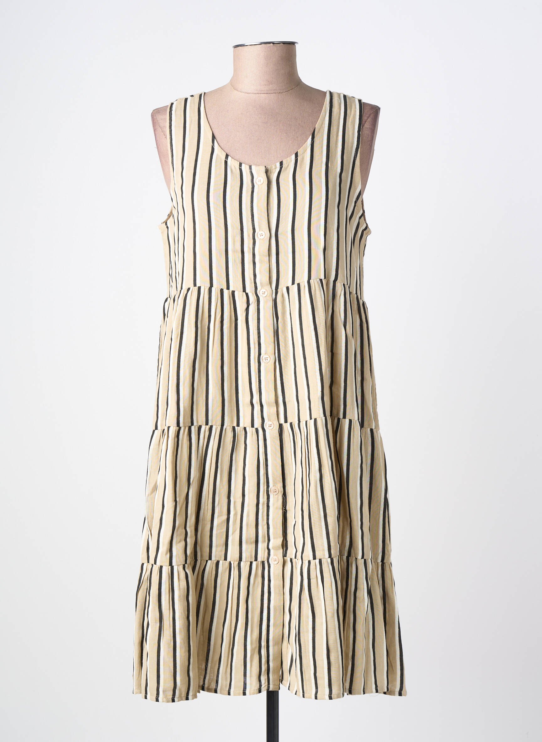 Rochie midi fără mâneci fără mâneci bej ICHI femeie