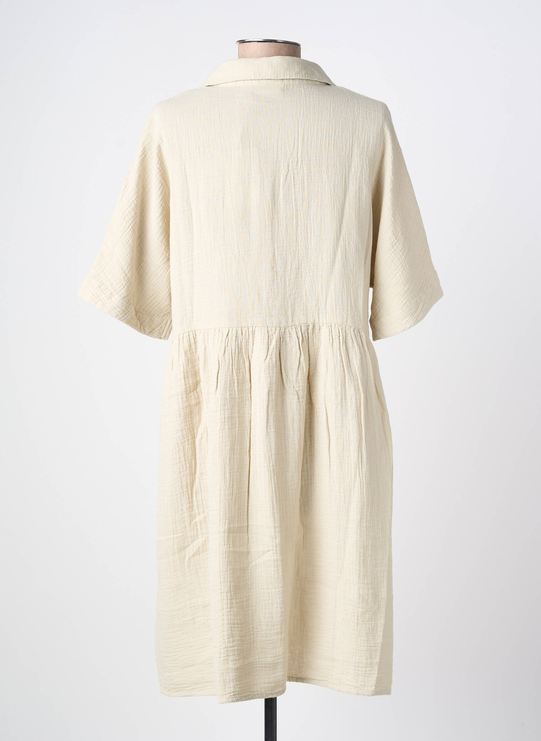 Rochie midi mâneci scurte mâneci scurte bej PIECES femeie