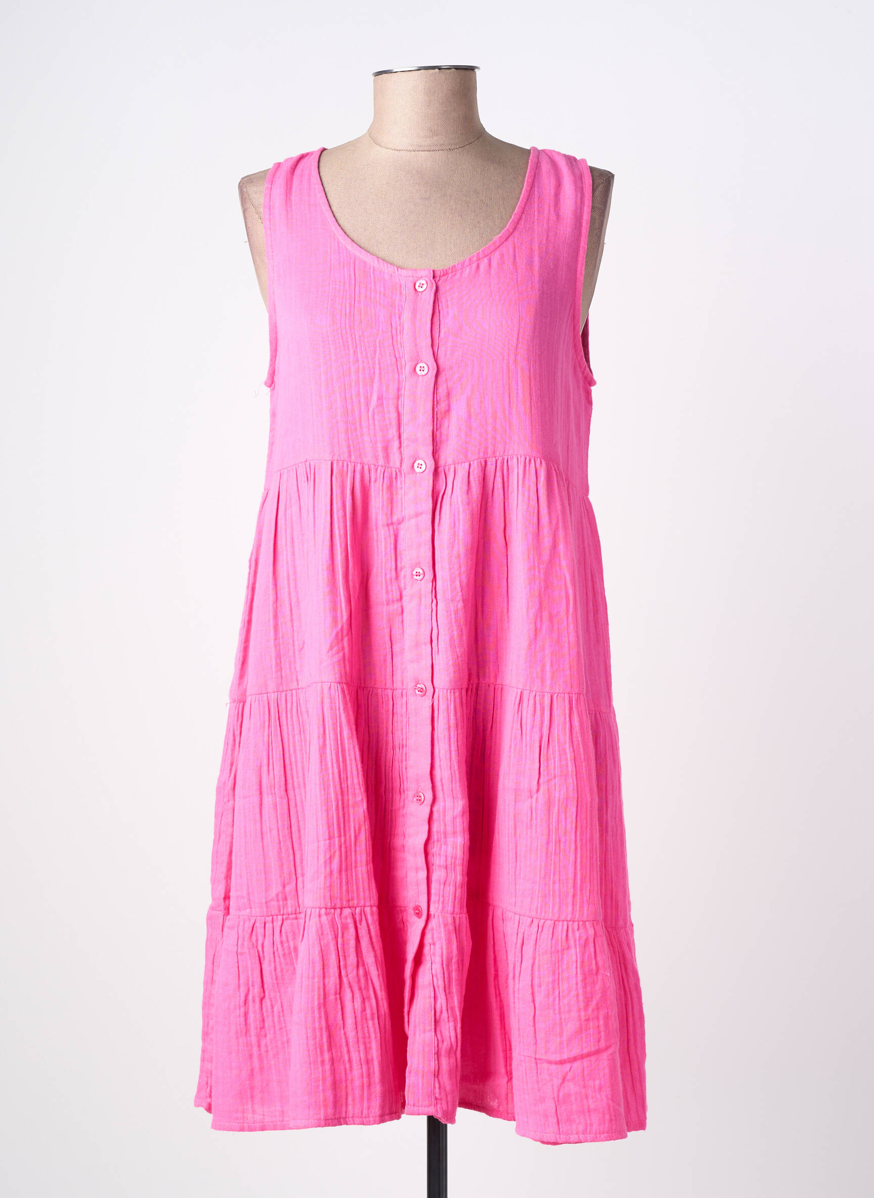 Rochie midi fără mâneci fără mâneci roz ICHI femeie