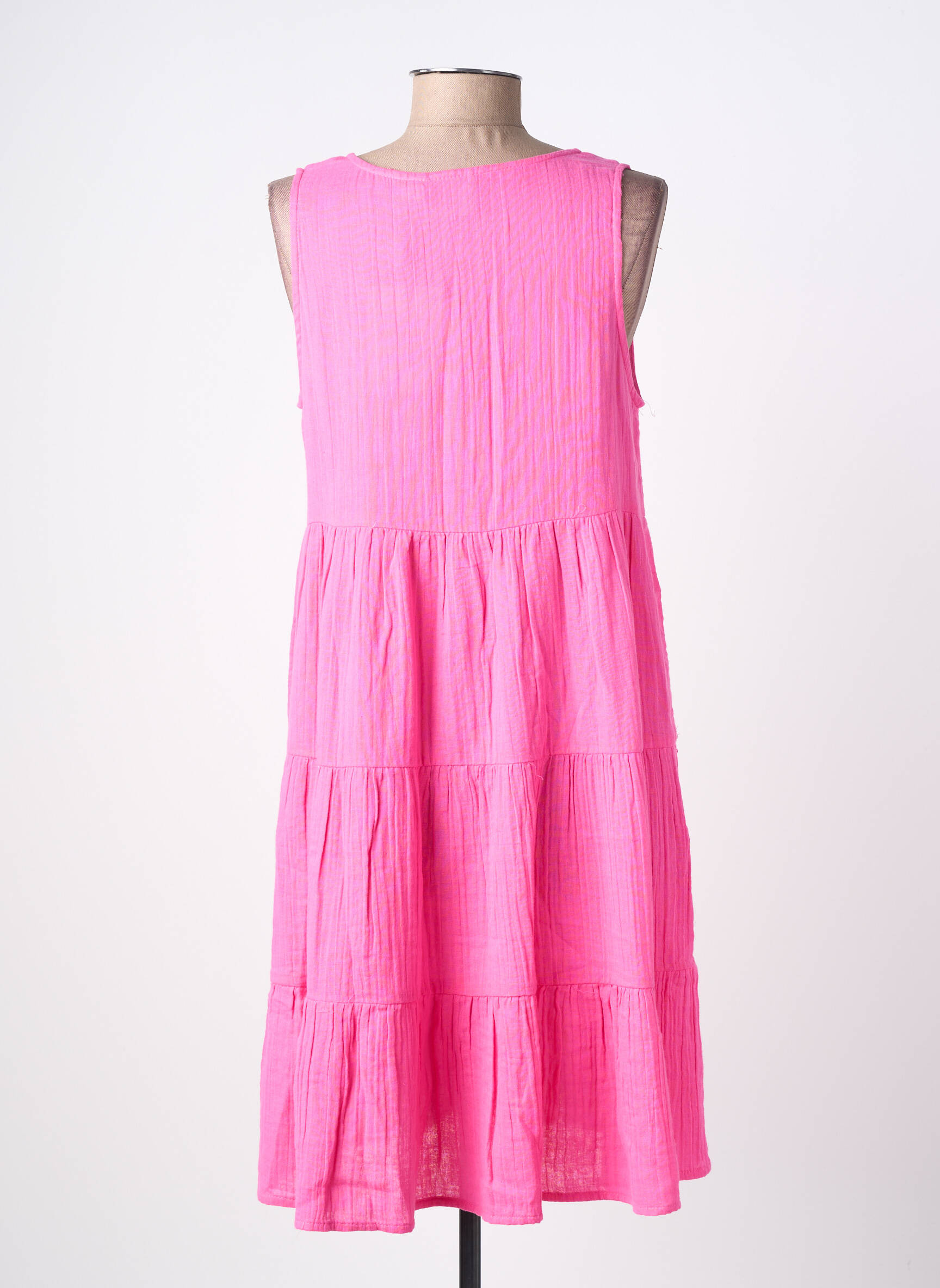 Rochie midi fără mâneci fără mâneci roz ICHI femeie