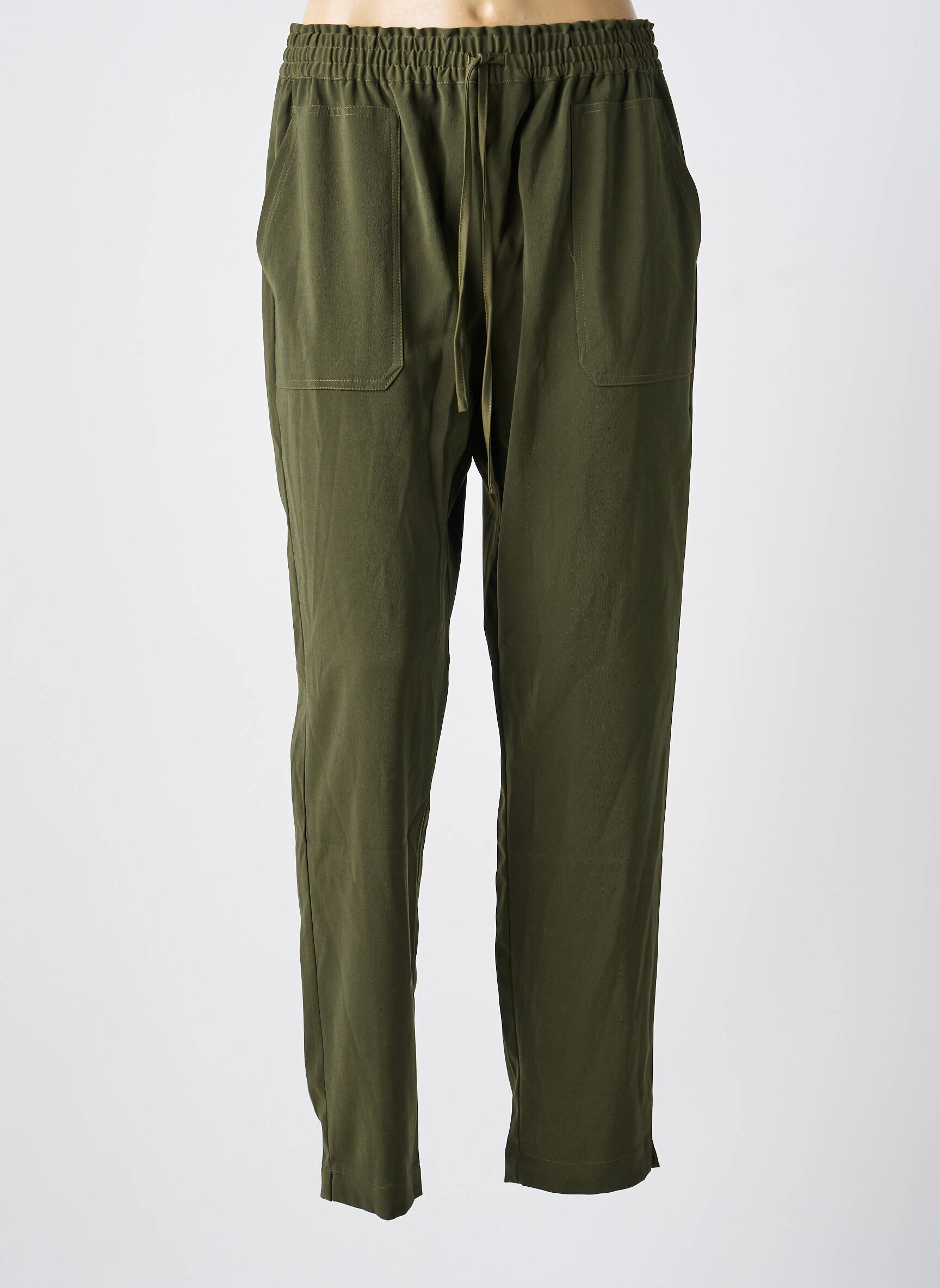 Pantalon drept țesătură crep mărime normală verde OBJECT femeie