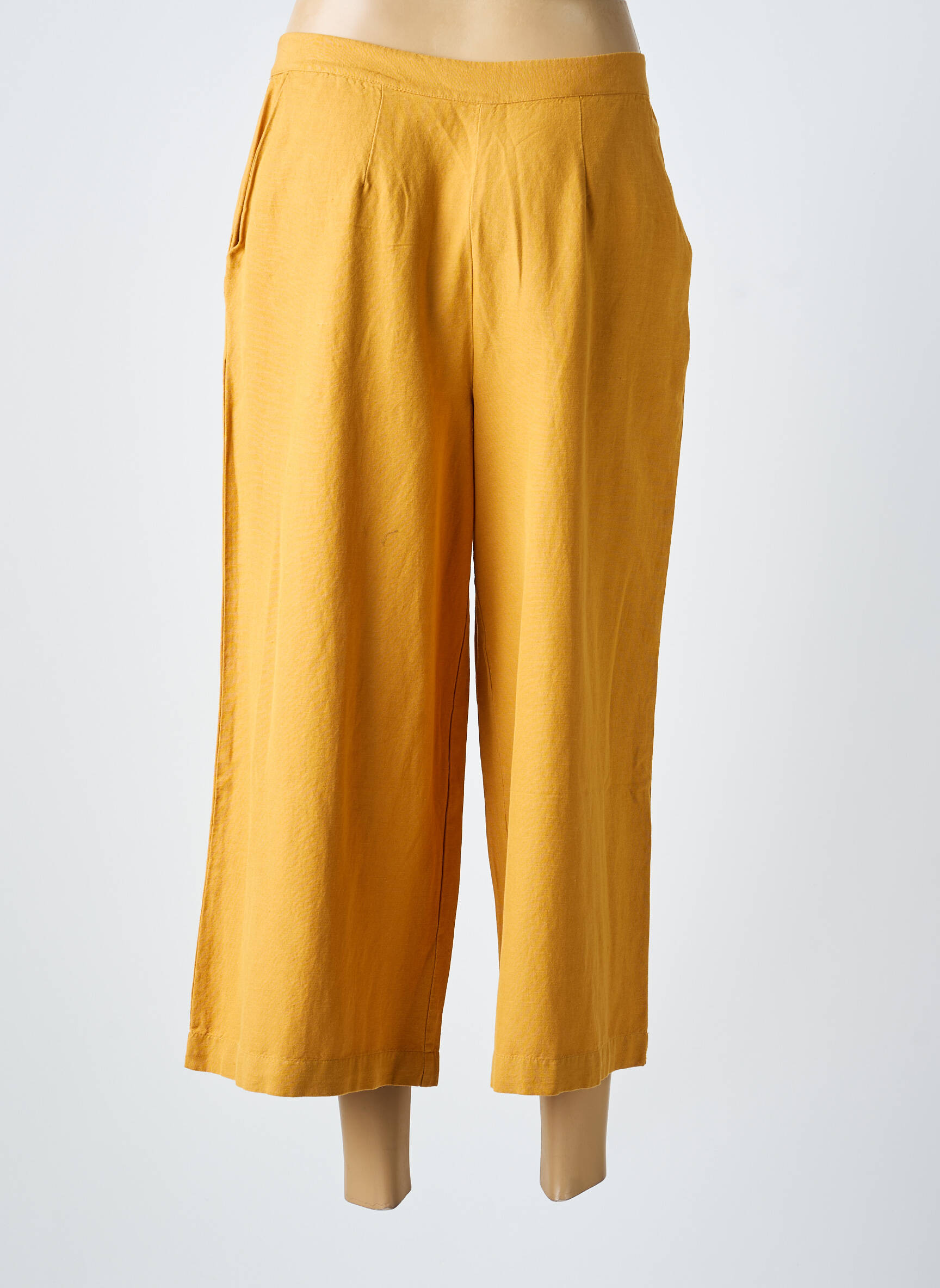 Pantalon trei sferturi talie elastică mărime normală galben VILA femeie