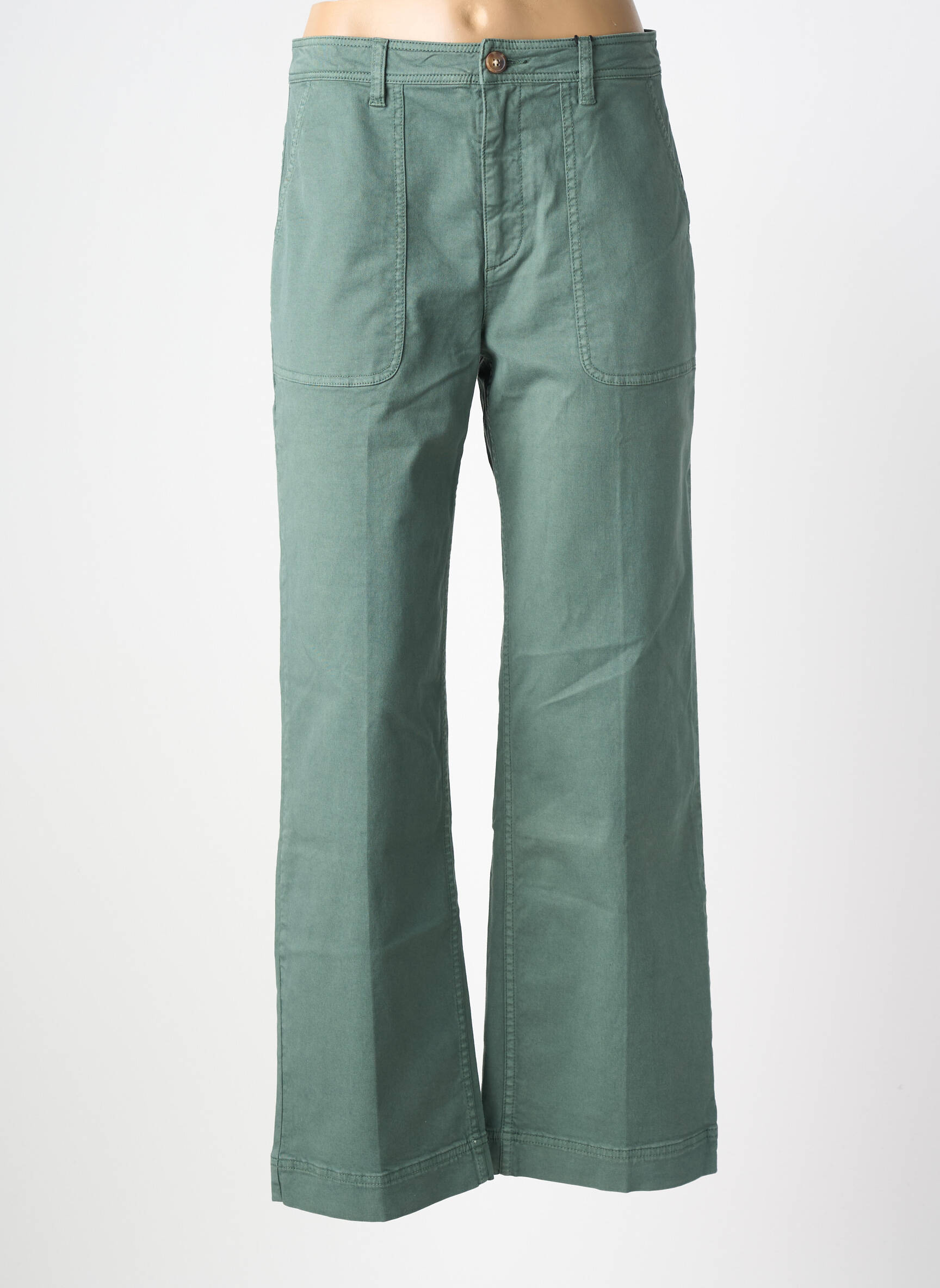 Pantalon larg închidere cu fermoar sub clapetă cu nasturi mărime normală verde LABDIP femeie