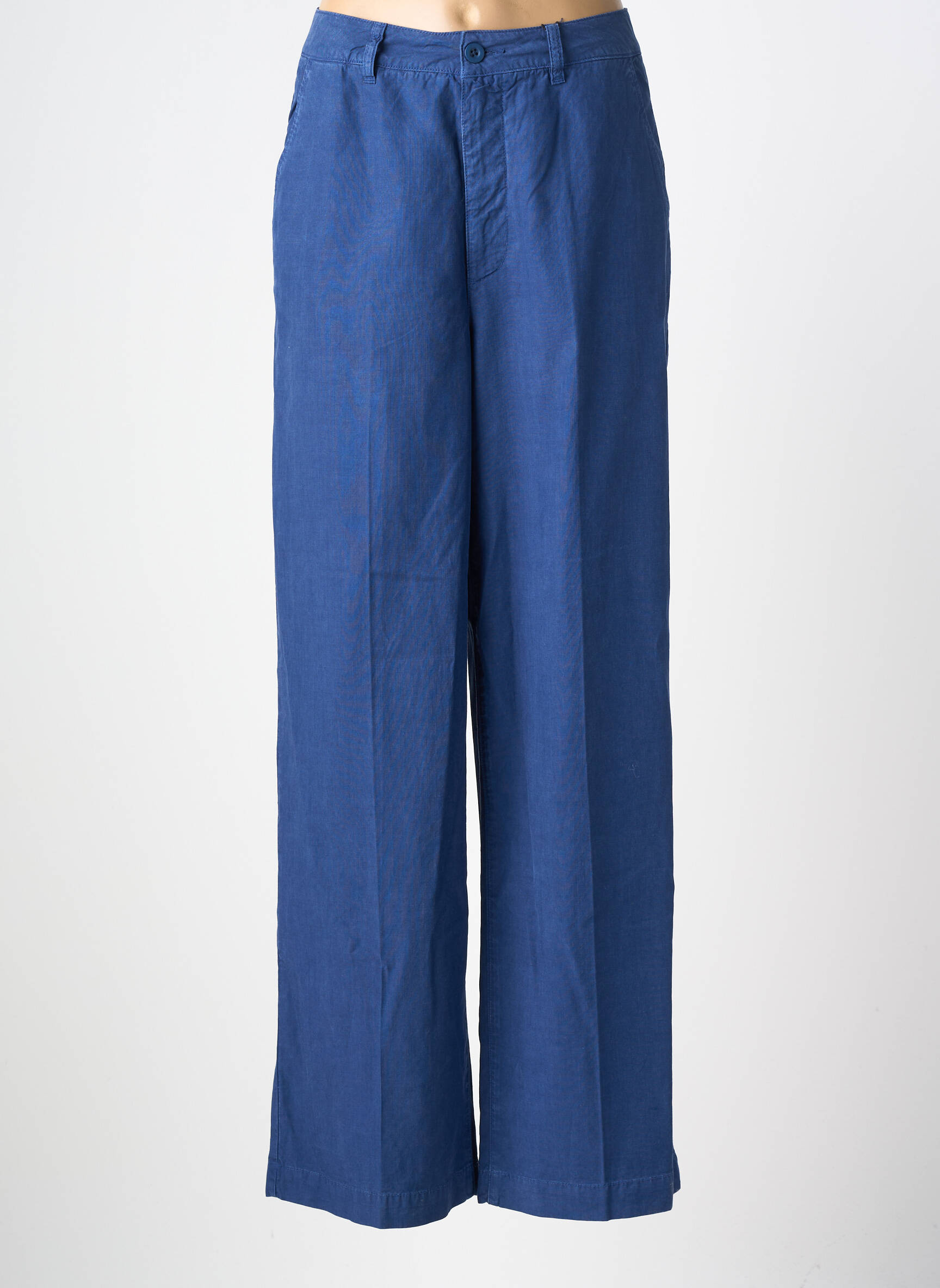 Pantalon chino țesătură poplin mărime normală albastru LABDIP femeie
