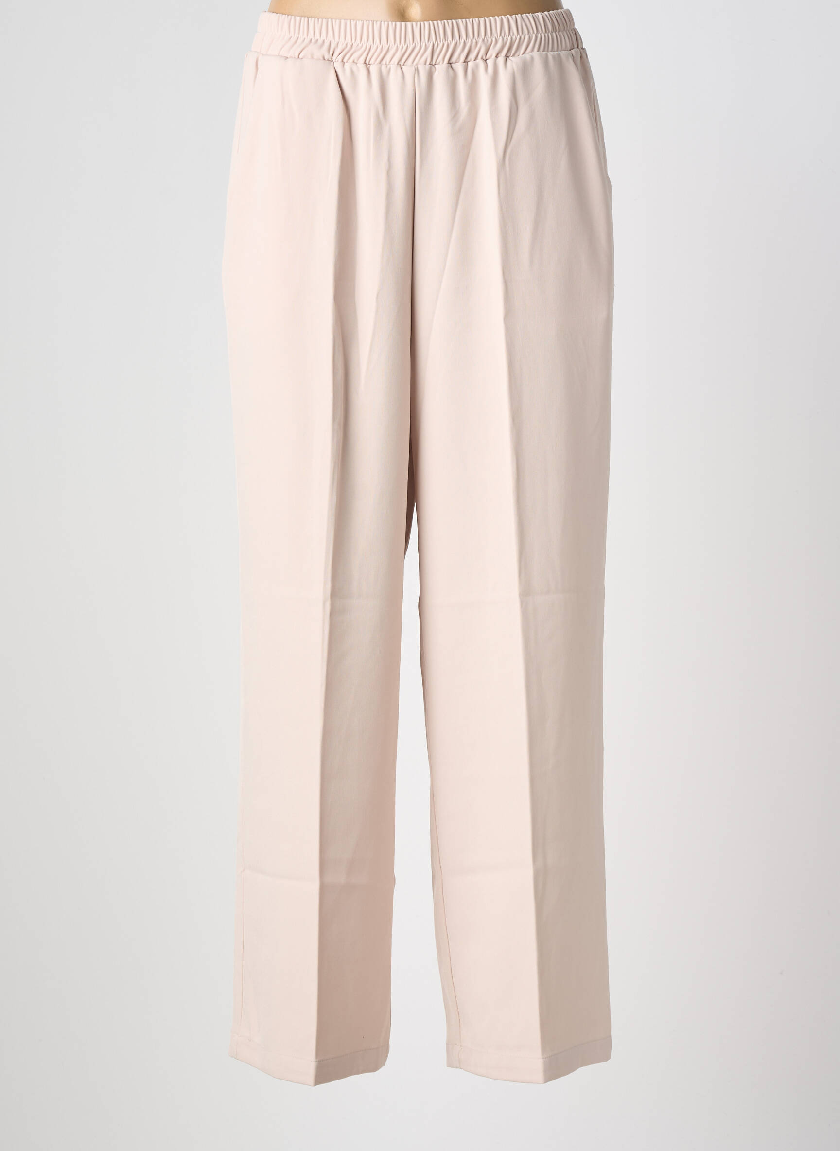 Pantalon larg țesătură poplin mărime normală bej GRACE & MILA femeie