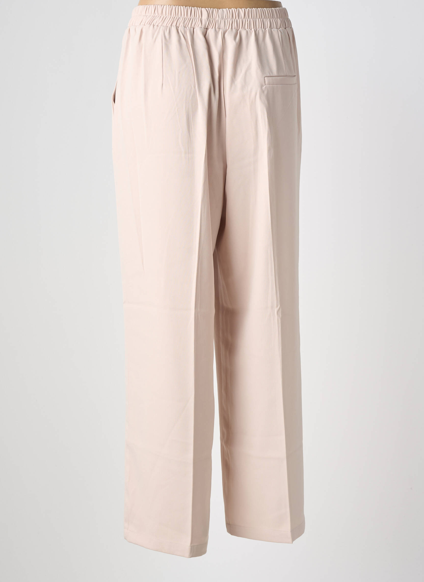Pantalon larg țesătură poplin mărime normală bej GRACE & MILA femeie