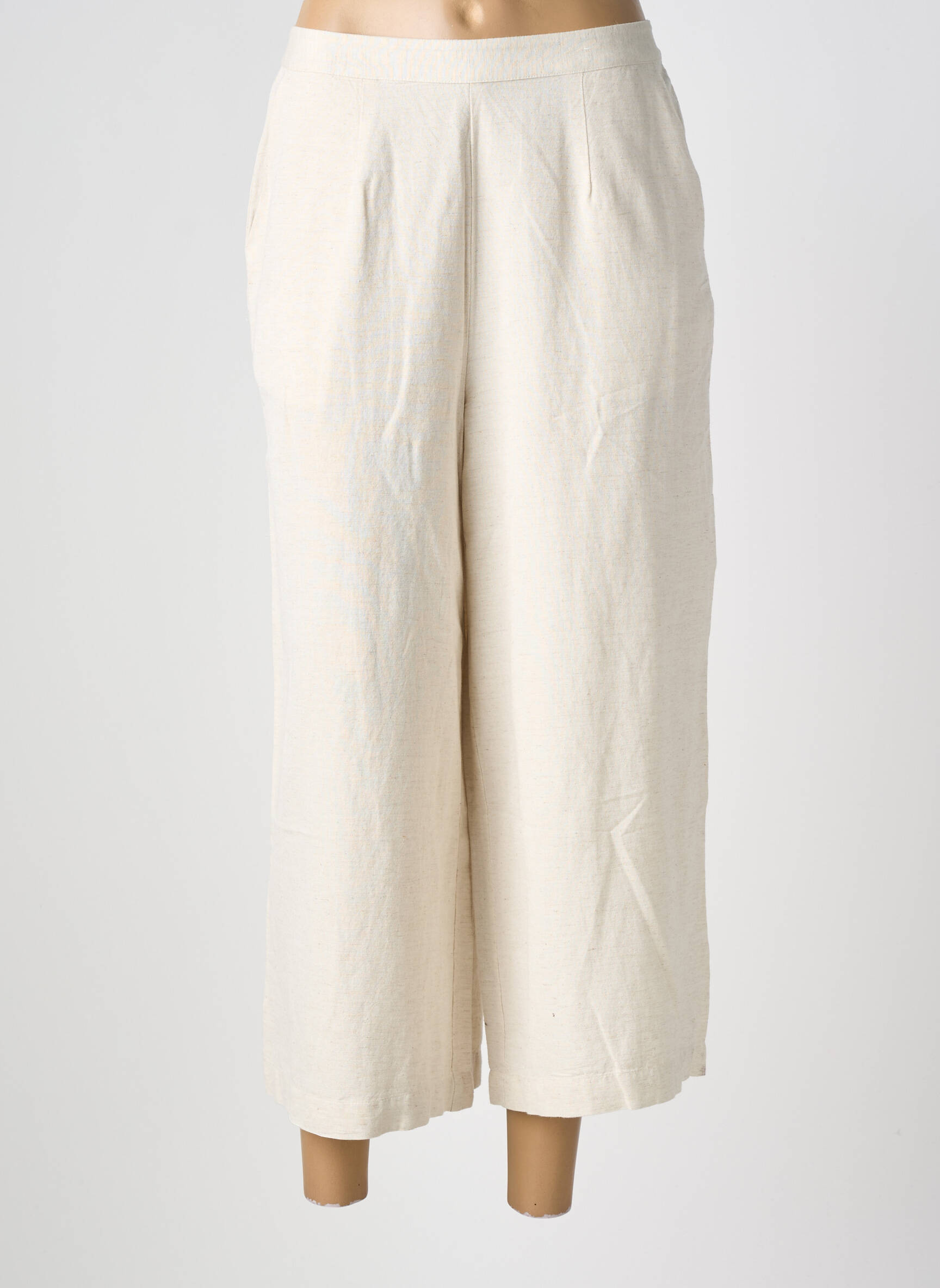 Pantalon 7/8 talie elastică mărime normală bej VILA femeie