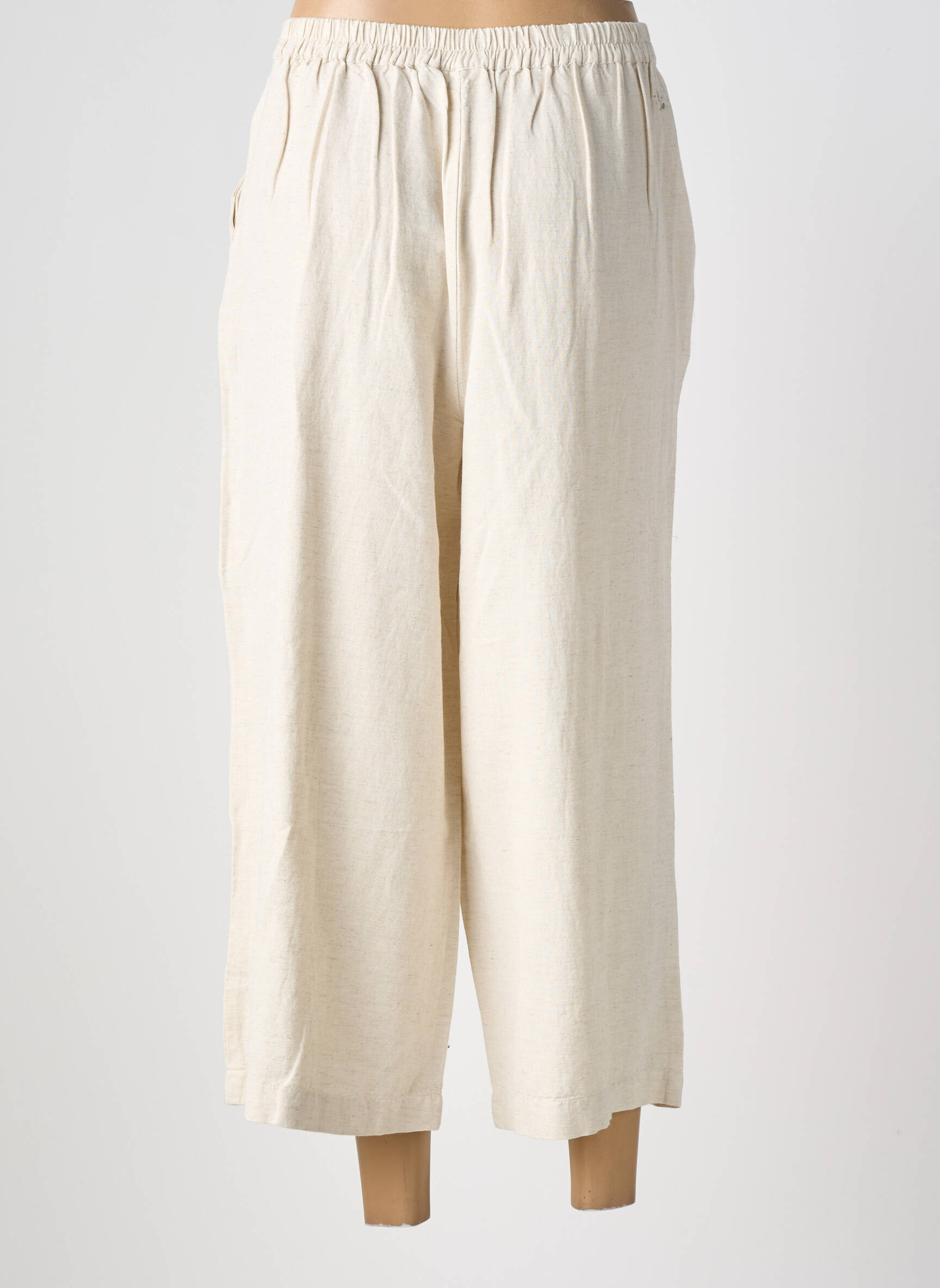 Pantalon 7/8 talie elastică mărime normală bej VILA femeie