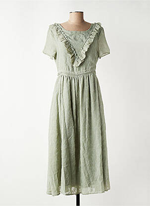 Rochie midi mâneci scurte mâneci scurte verde ARTLOVE femeie