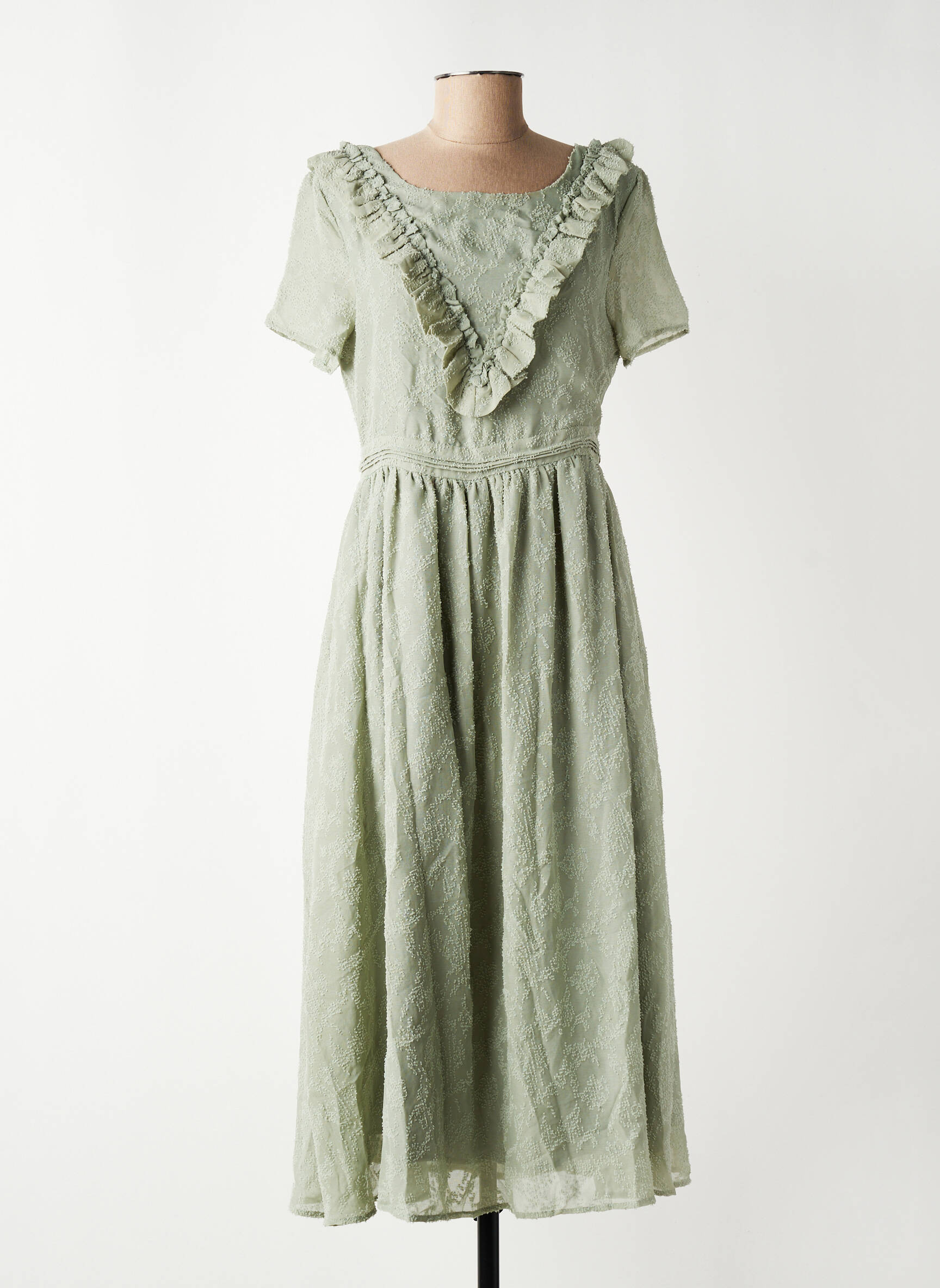 Rochie midi mâneci scurte mâneci scurte verde ARTLOVE femeie