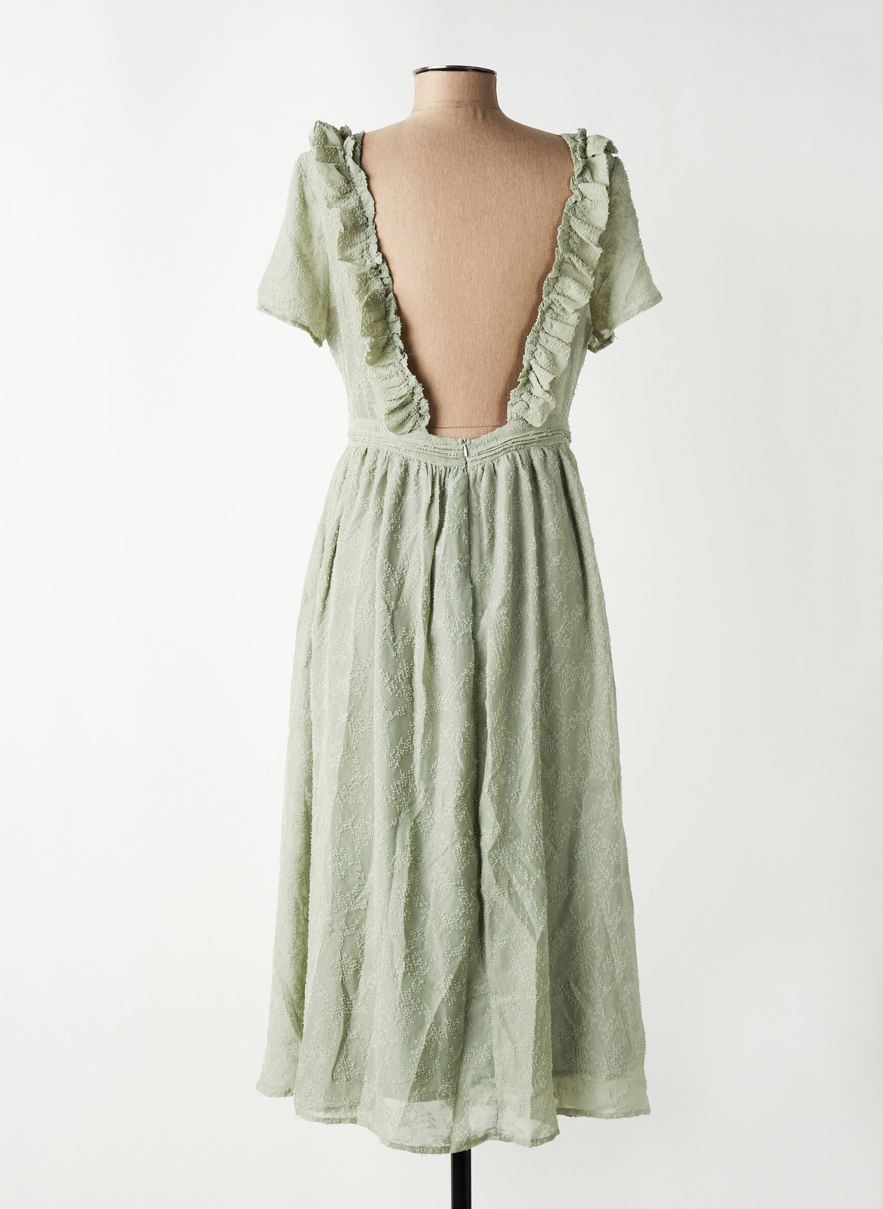 Rochie midi mâneci scurte mâneci scurte verde ARTLOVE femeie