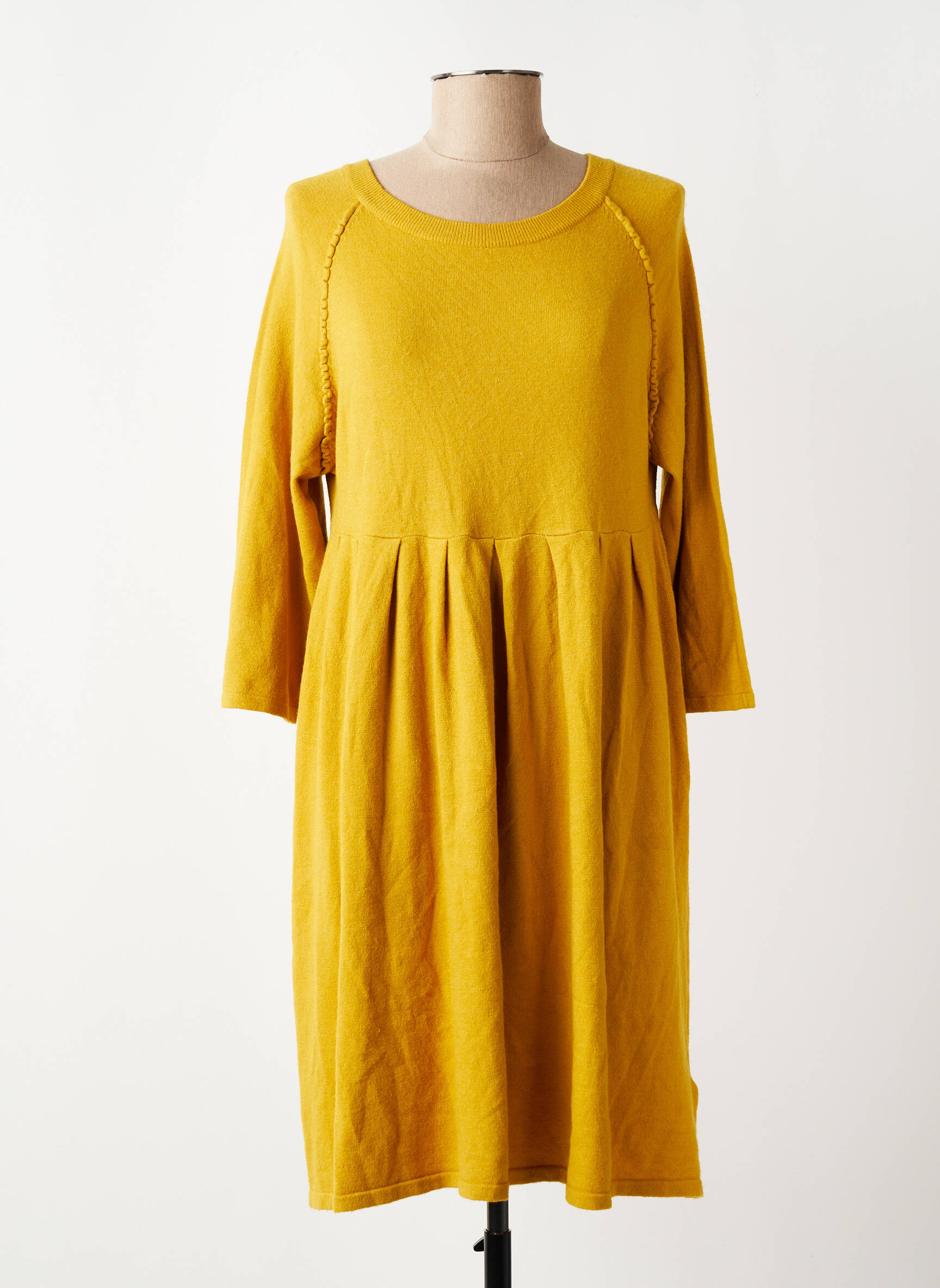 Rochie midi mâneci lungi mâneci lungi galben ARTLOVE femeie