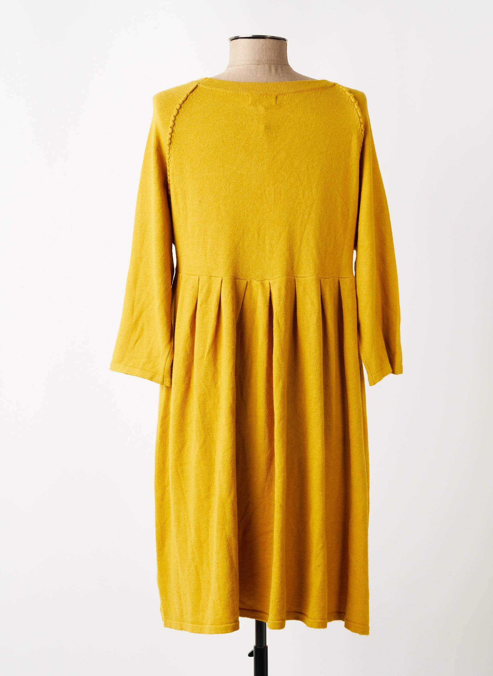 Rochie midi mâneci lungi mâneci lungi galben ARTLOVE femeie