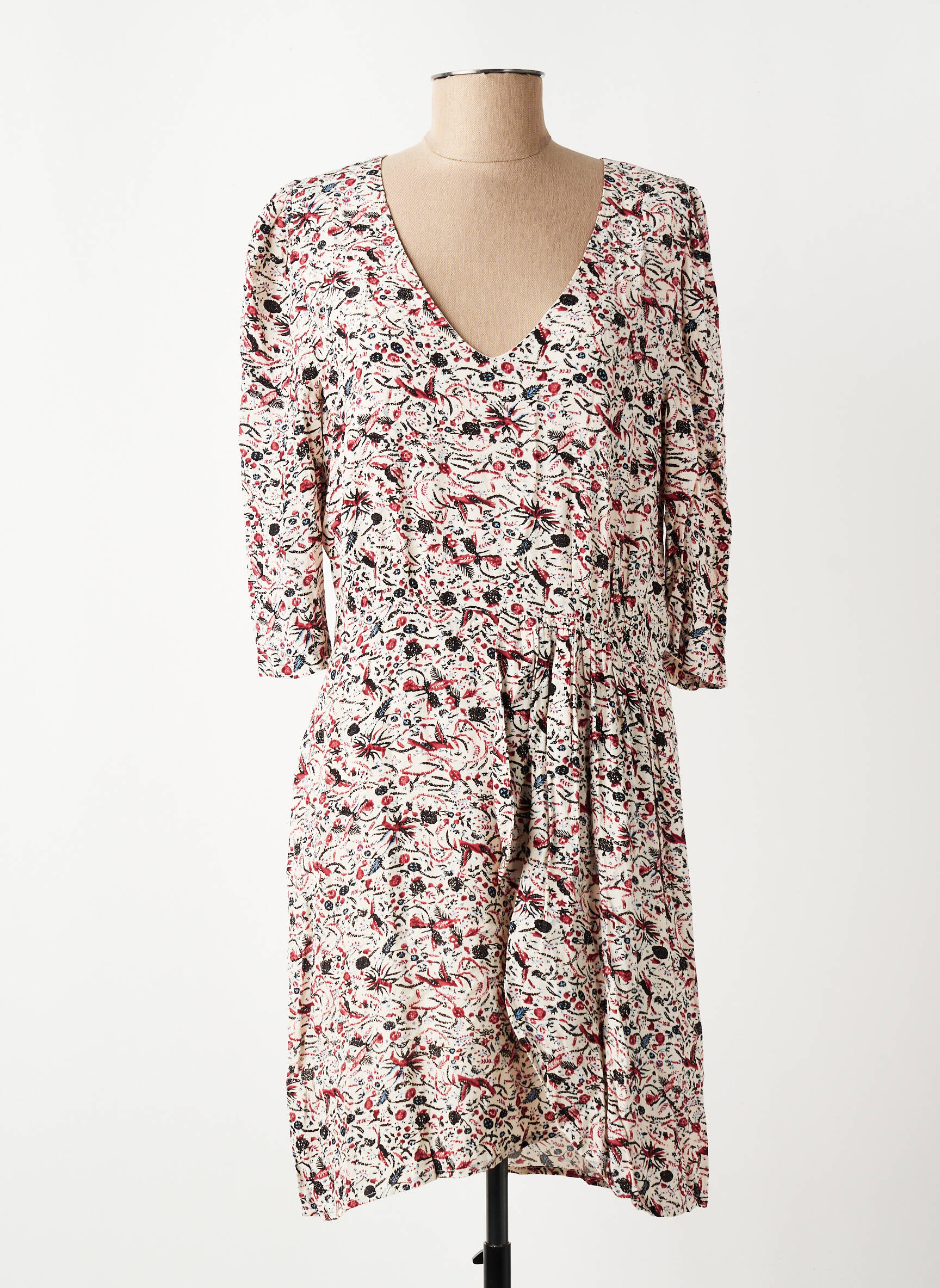 Rochie midi mâneci 3/4 mâneci 3/4 alb ARTLOVE femeie