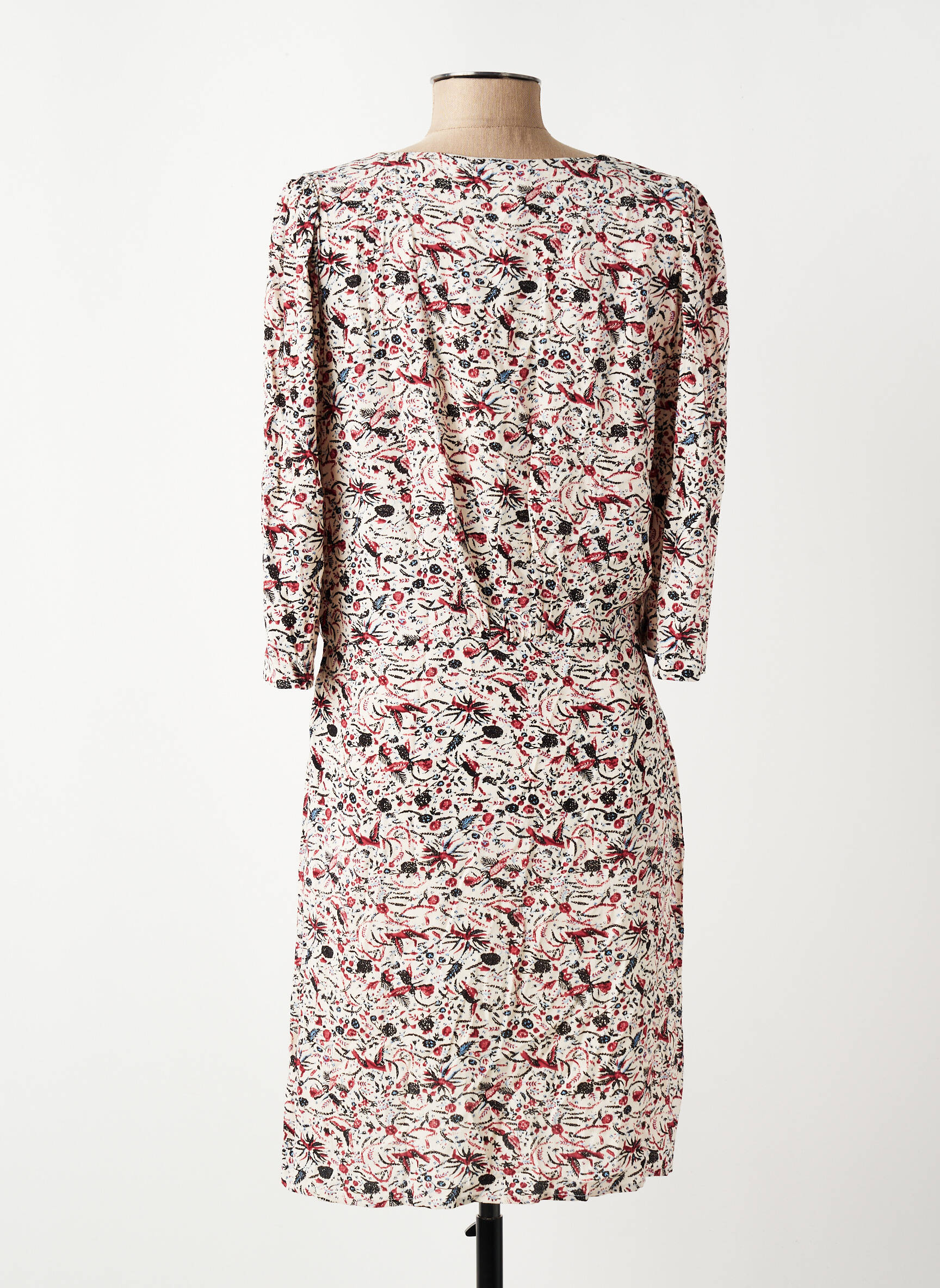Rochie midi mâneci 3/4 mâneci 3/4 alb ARTLOVE femeie