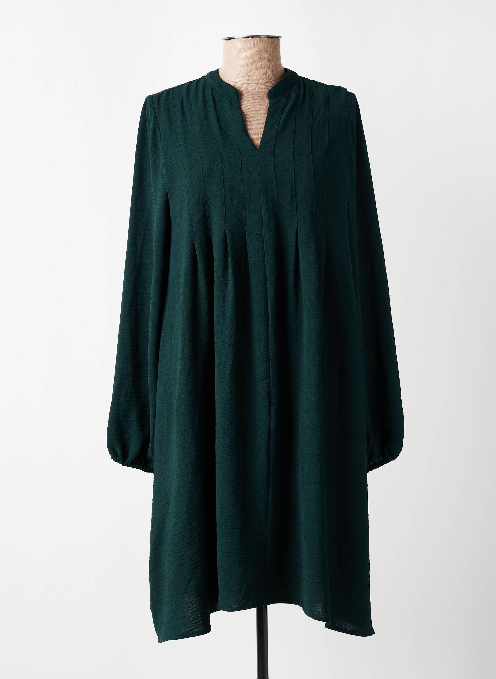 Rochie midi croială fluidă mâneci lungi verde JULIE GUERLANDE femeie