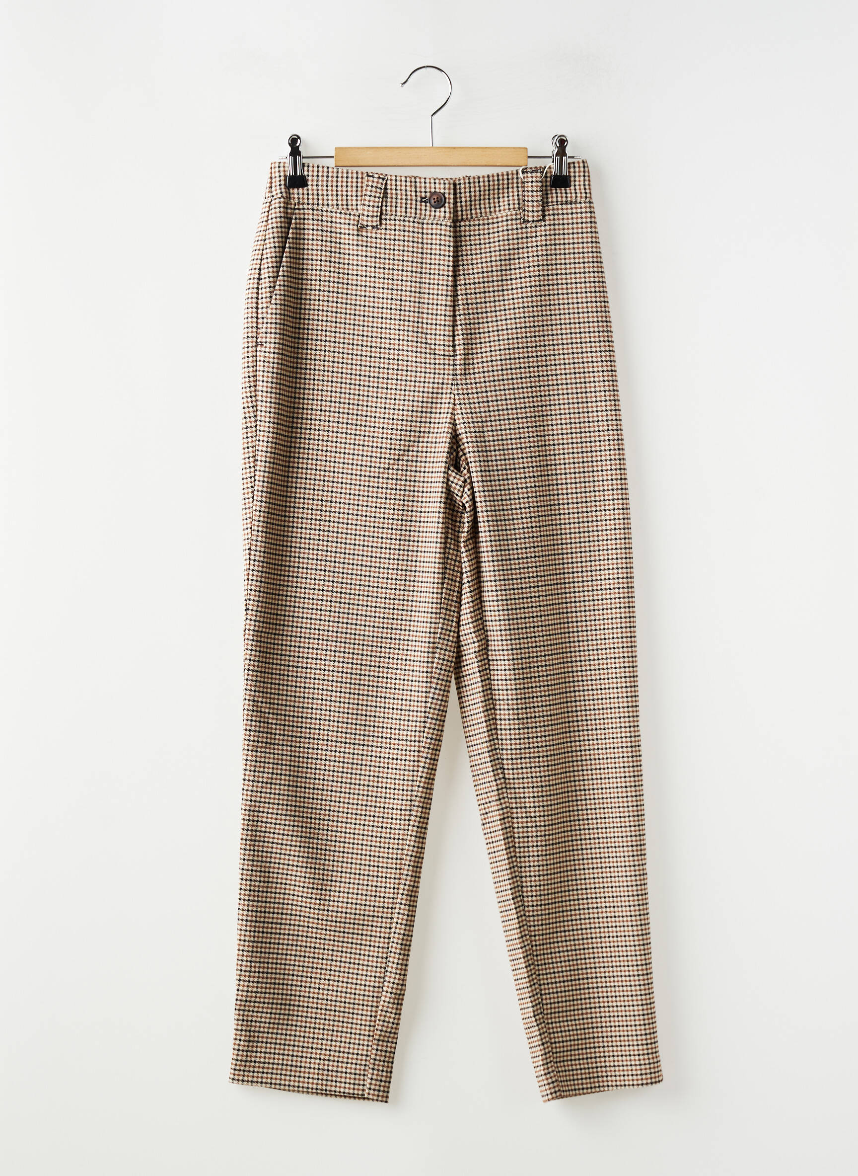 Pantalon chino închidere cu fermoar sub clapetă cu nasturi mărime normală bej C'EST BEAU LA VIE femeie