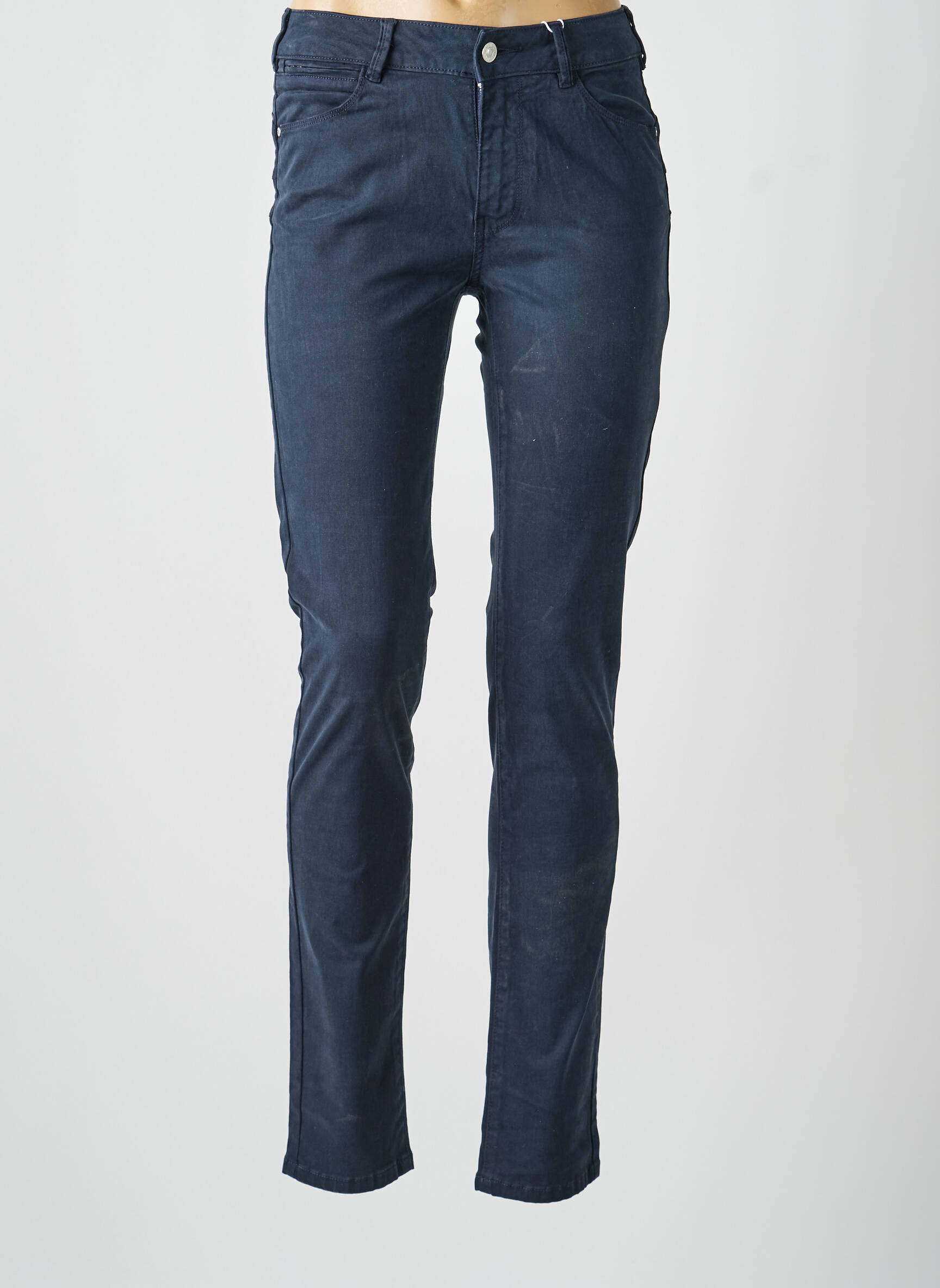Pantalon slim țesătură poplin mărime normală albastru C'EST BEAU LA VIE femeie