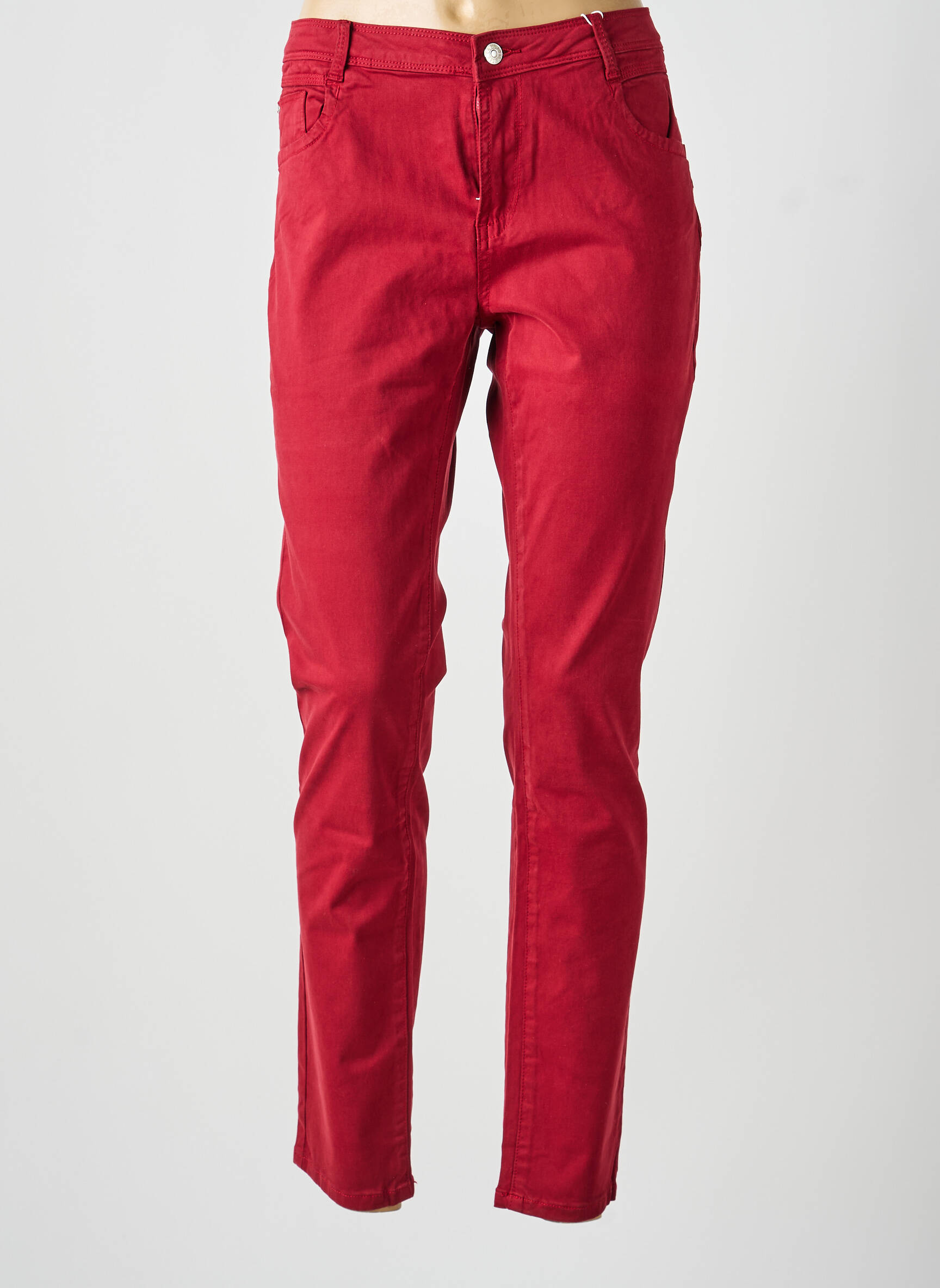 Pantalon slim țesătură poplin mărime normală roșu C'EST BEAU LA VIE femeie