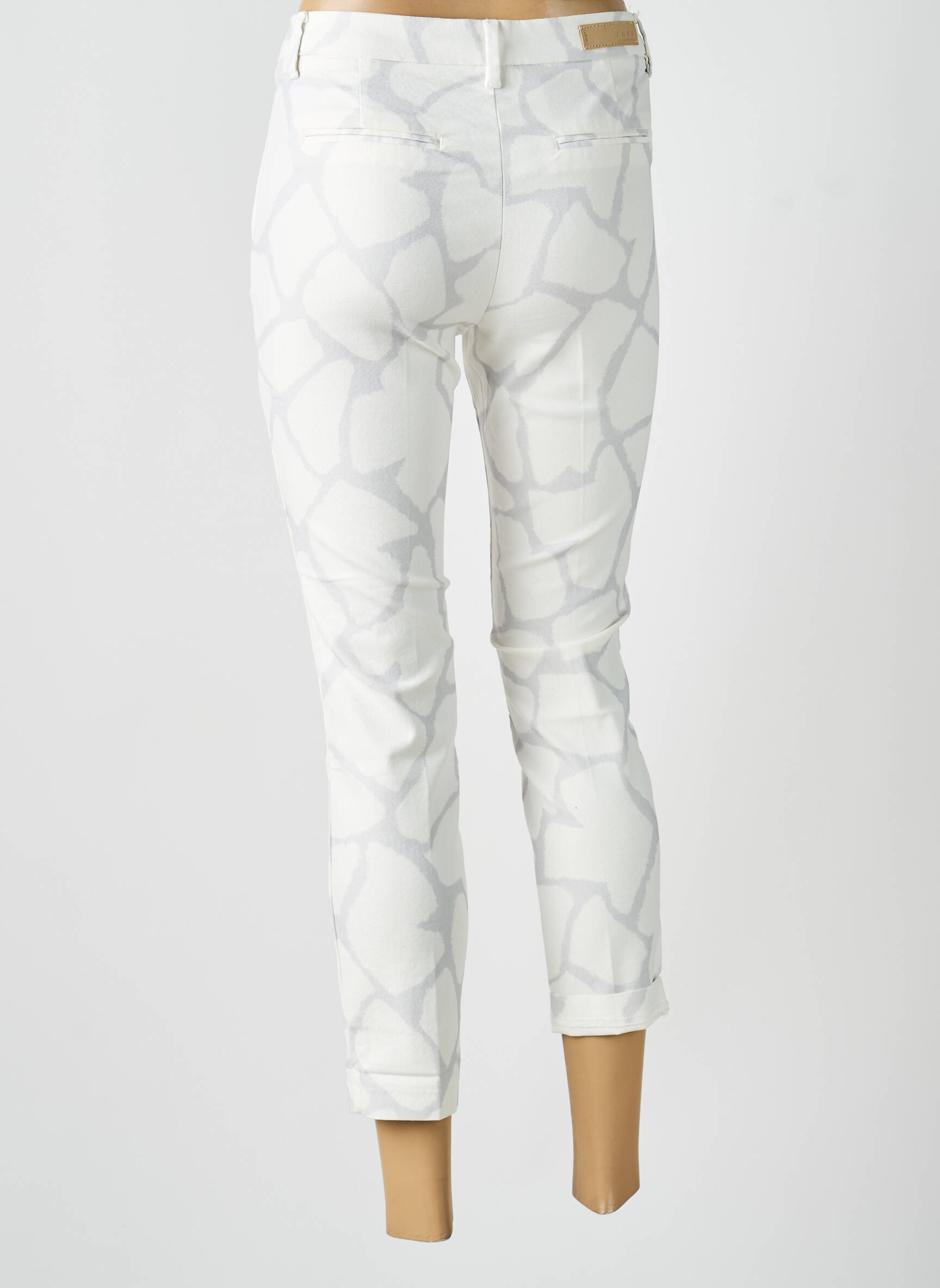 Pantalon 7/8 talie cu cleme mărime normală alb YAYA femeie