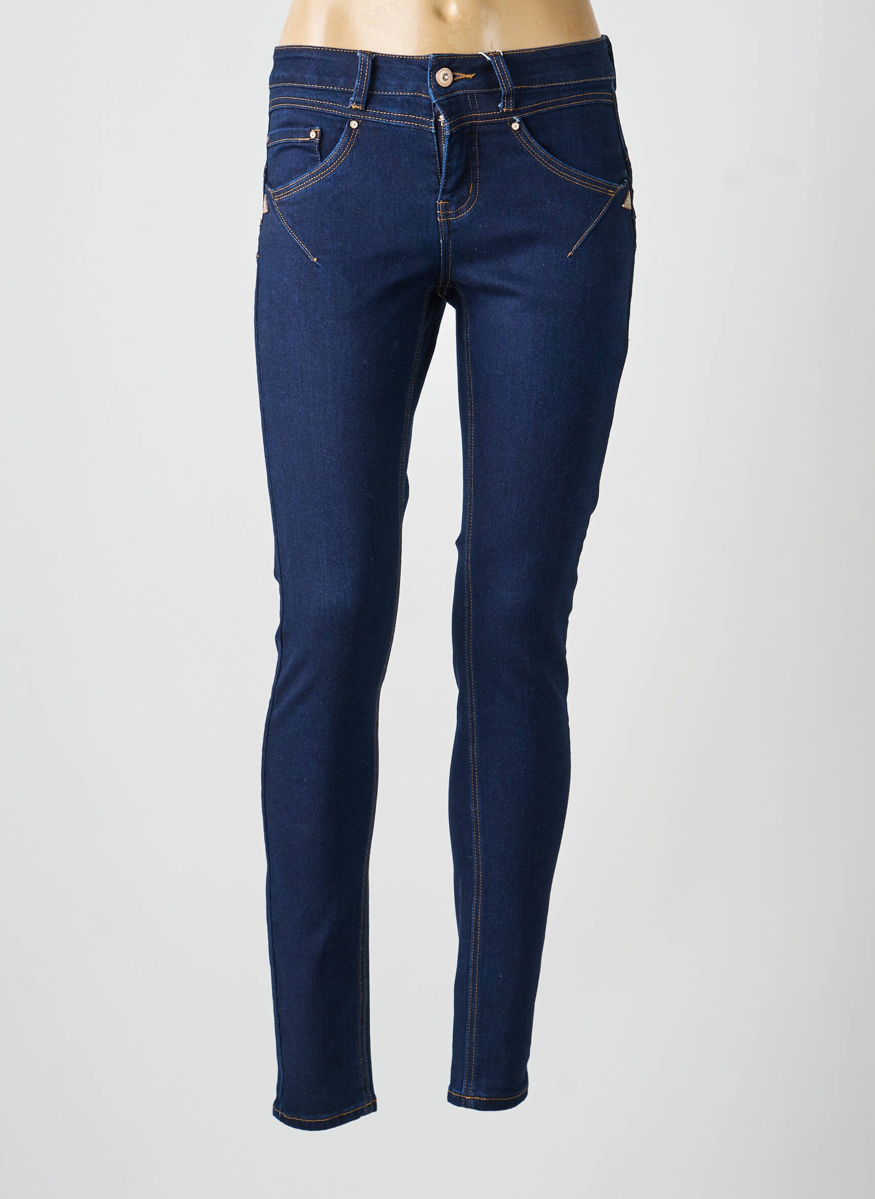 Blugi skinny țesătură brută talie înaltă albastru CREAM femeie
