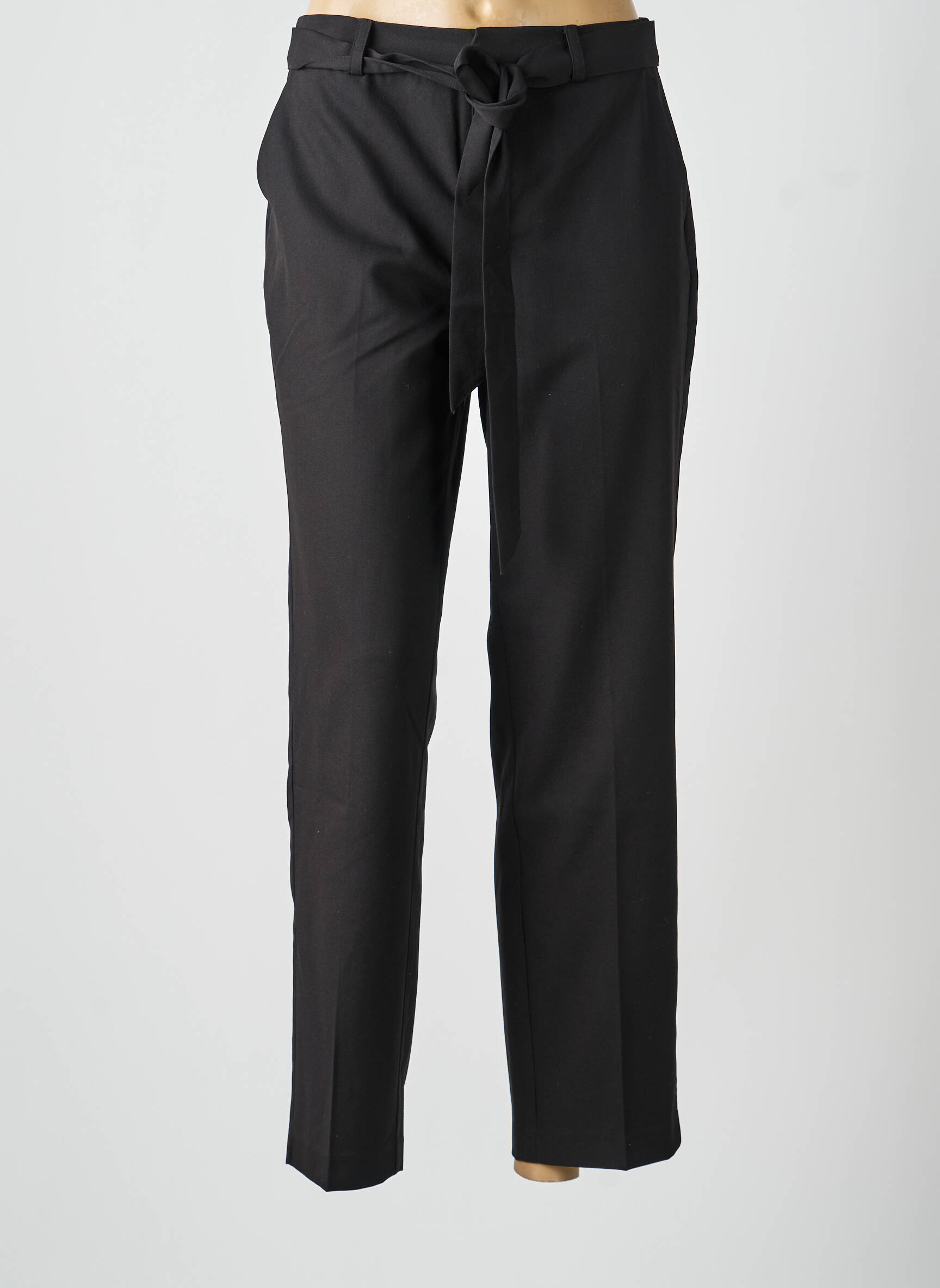 Pantalon drept talie cu cleme mărime normală negru CREAM femeie