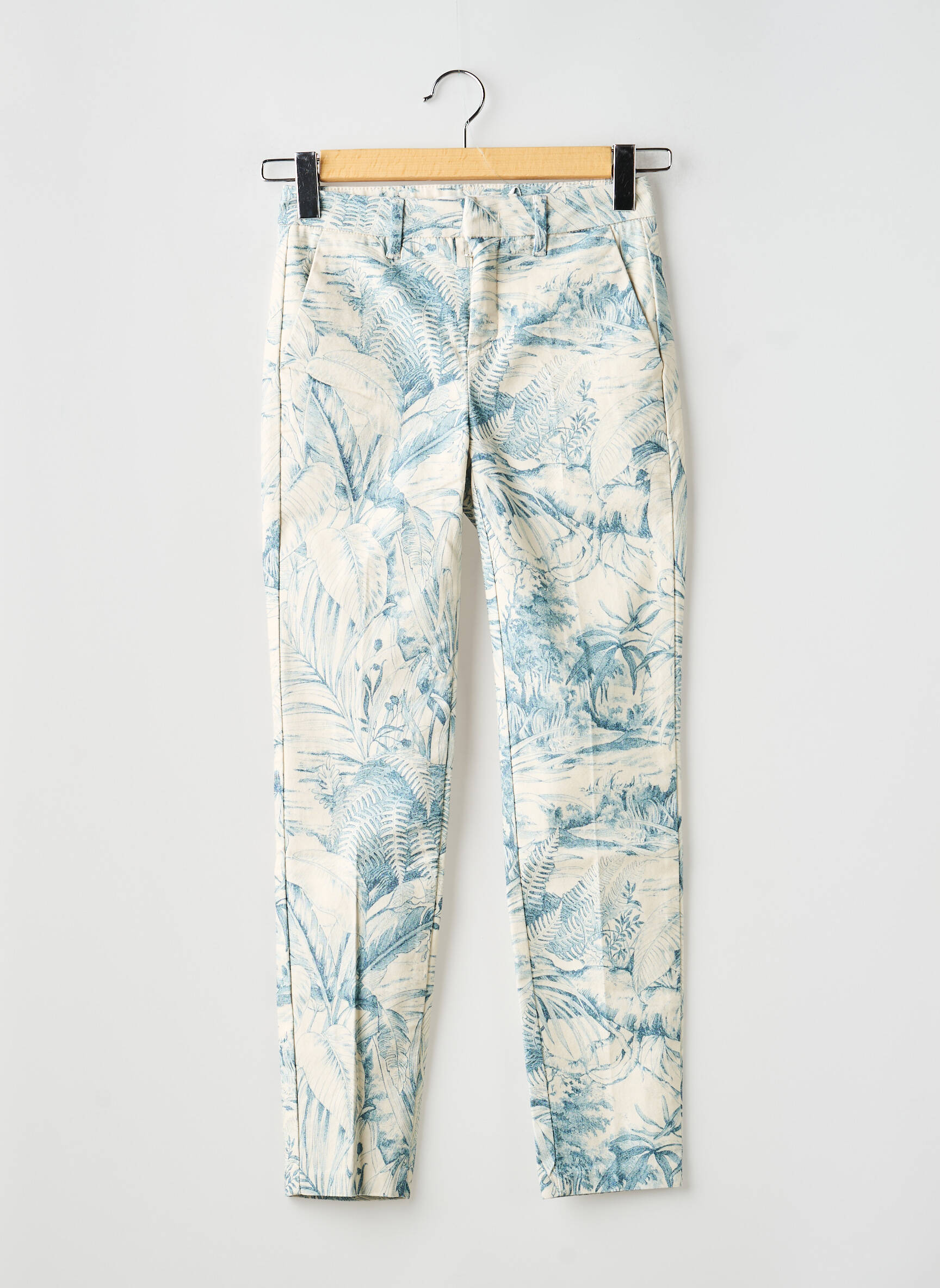 Pantalon chino țesătură poplin mărime normală albastru YAYA femeie