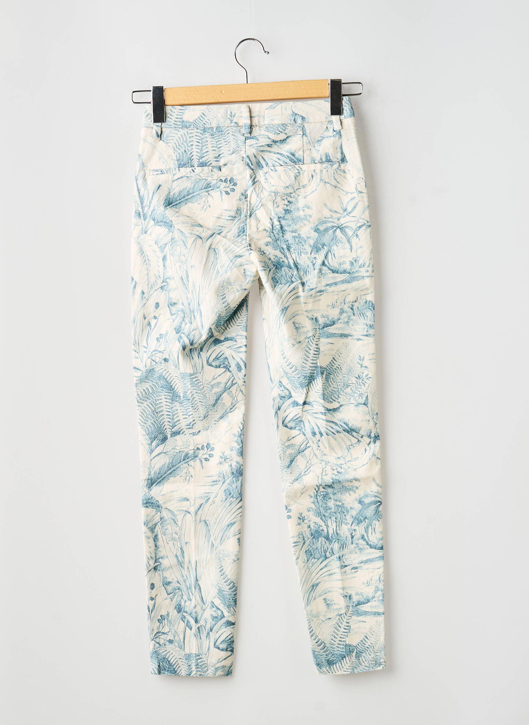 Pantalon chino țesătură poplin mărime normală albastru YAYA femeie