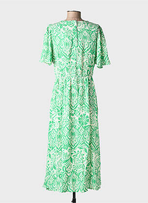 Rochie midi imprimeu fantezie mâneci scurte verde ICHI femeie
